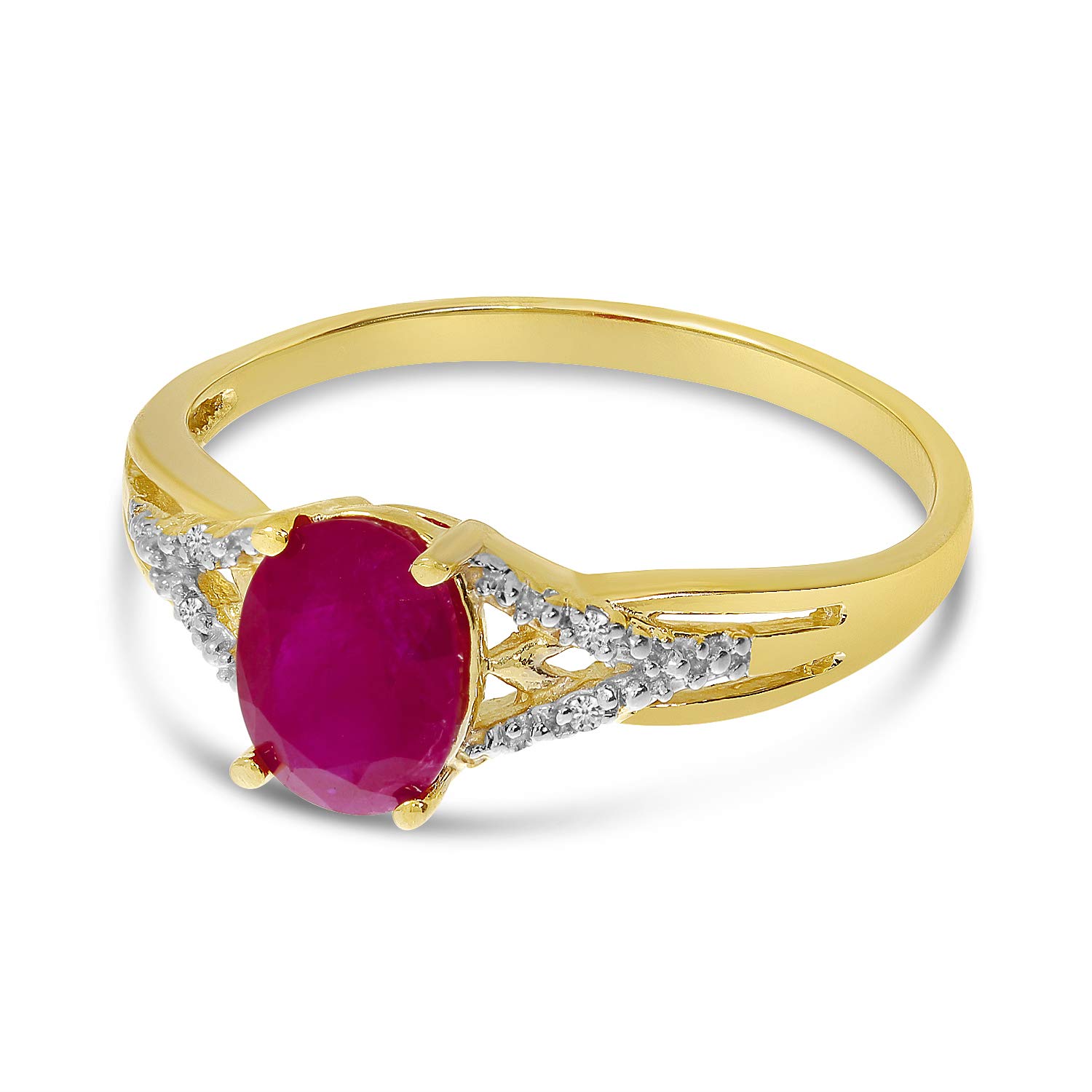 10K Yellow Gold Ruby and Diamond Ring for Women - Elegant Vintage Style Jewelry for Engagement, Anniversary, and Special Occasions