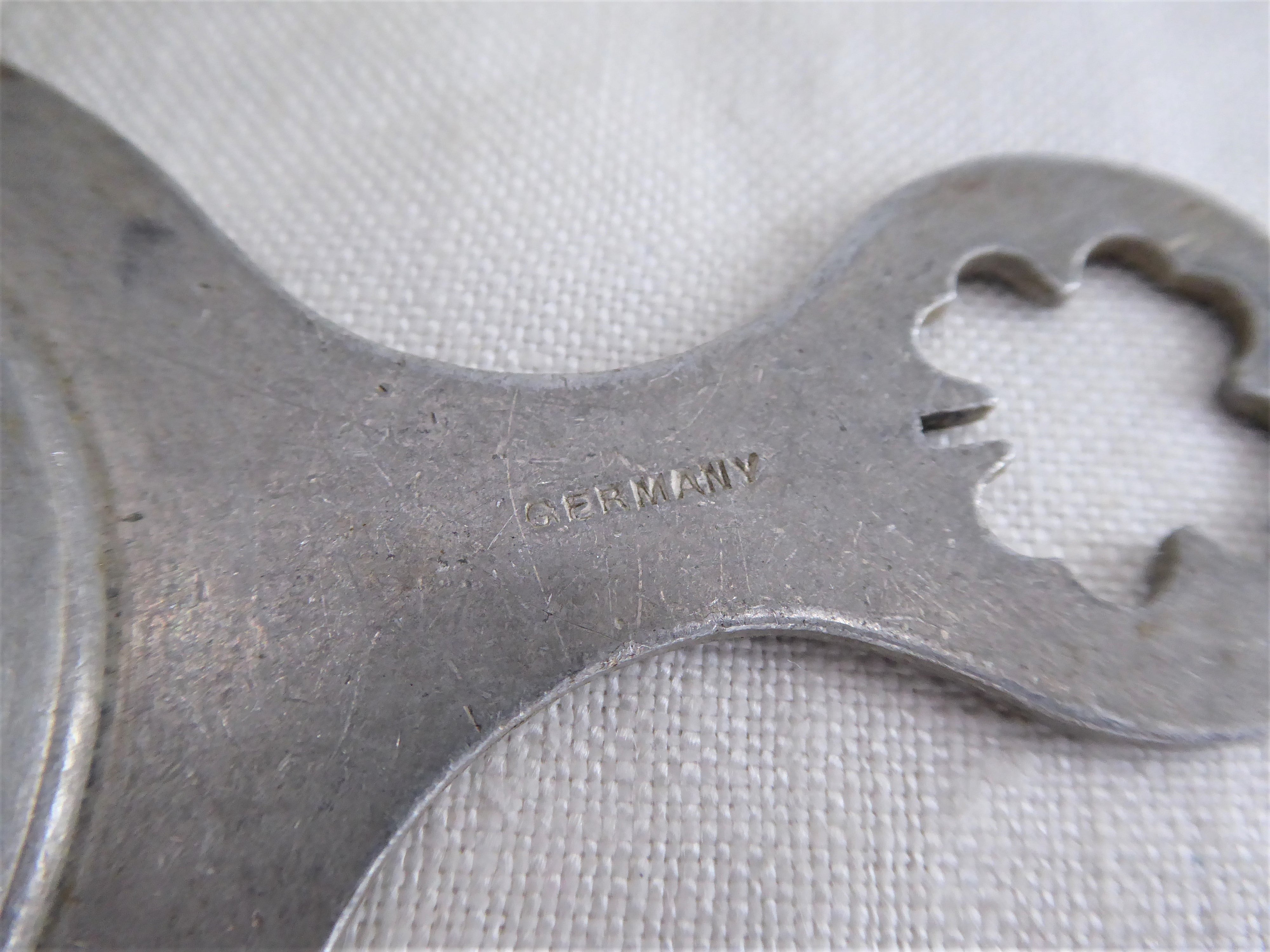 Vintage 1930s Shamrock Handle 4-Leaf Clover German Tea Strainer - Pierced Aluminum Good Luck Charm for Tea Lovers | Perfect for Irish-Themed Parties, Tea Ceremonies & Collectible Display