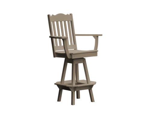 A & L Furniture Royal Swivel Bar Chair with Arms - Modern Counter Height Stool for Kitchen Island, Home Bar & Dining Room - Comfortable Upholstered Seat with 360° Rotation