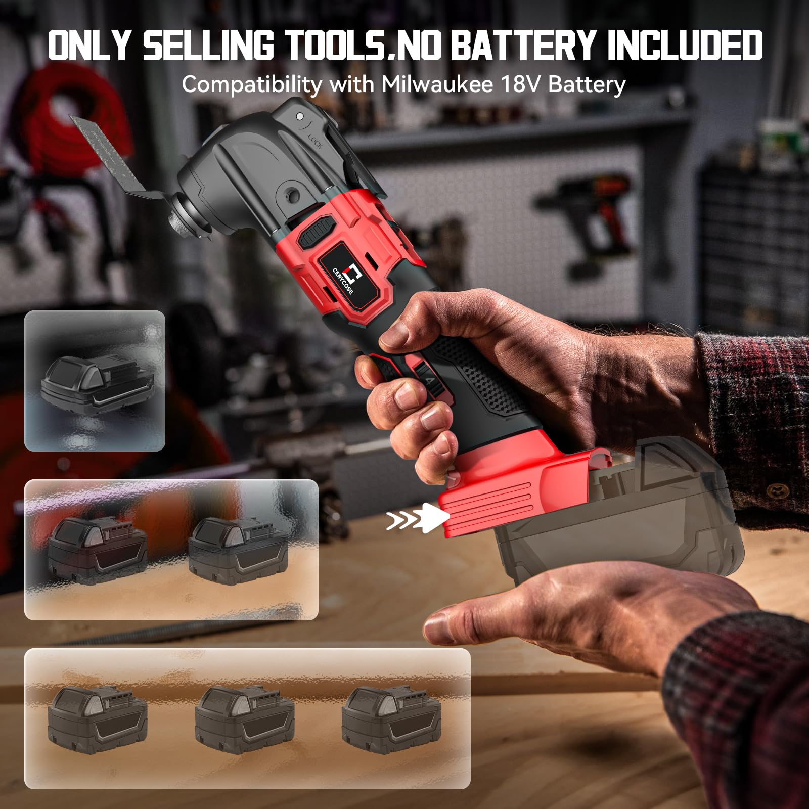 18V Cordless Oscillating Multi-Tool - Milwaukee Battery Compatible (Battery Not Included) | Brushless Motor with Auxiliary Handle for Wood Cutting, Sanding & Scraping | Perfect for DIY Projects, Home Renovations & Professional Construction Work