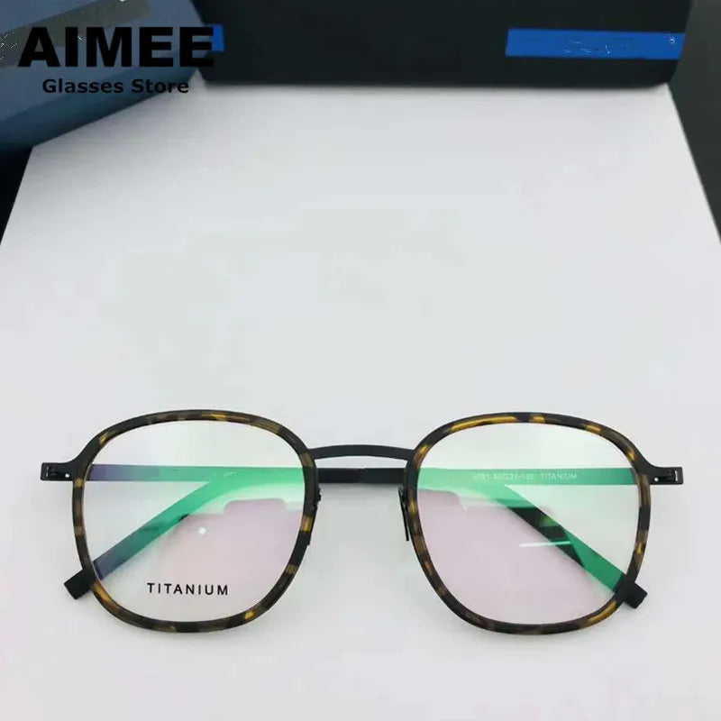 Aimee Unisex Full Rim Square Screwless Titanium Acetate Eyeglasses 9781 - Lightweight Durable Frame for Reading, Work & Everyday Use