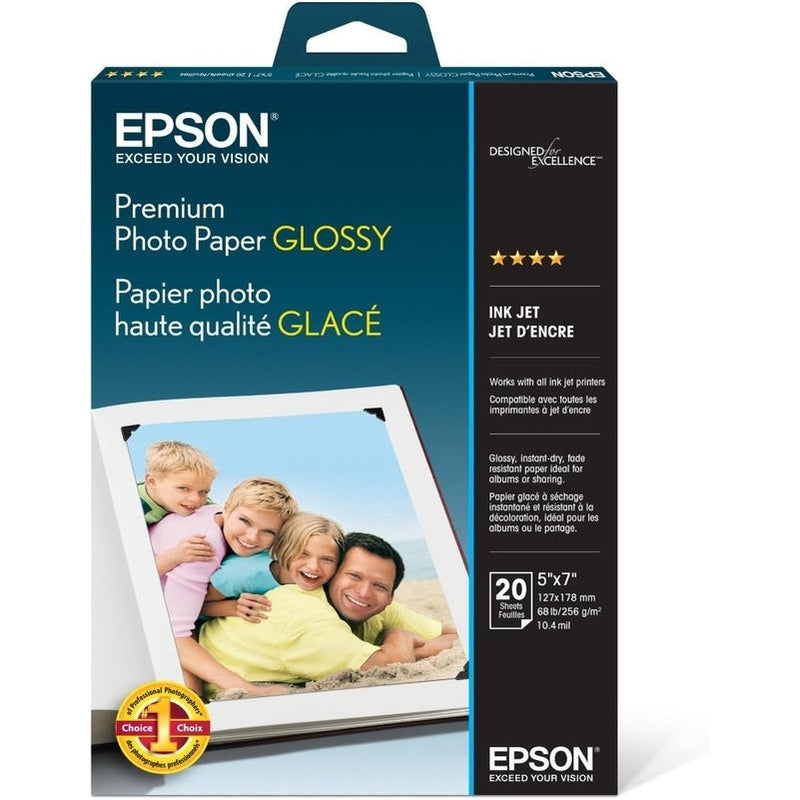 Epson Premium Glossy Photo Paper - High-Quality Printing for Photos, 8.5x11, 4x6, 5x7, 8x10 Sizes - Ideal for Professional Photography, Scrapbooking & Home Decor