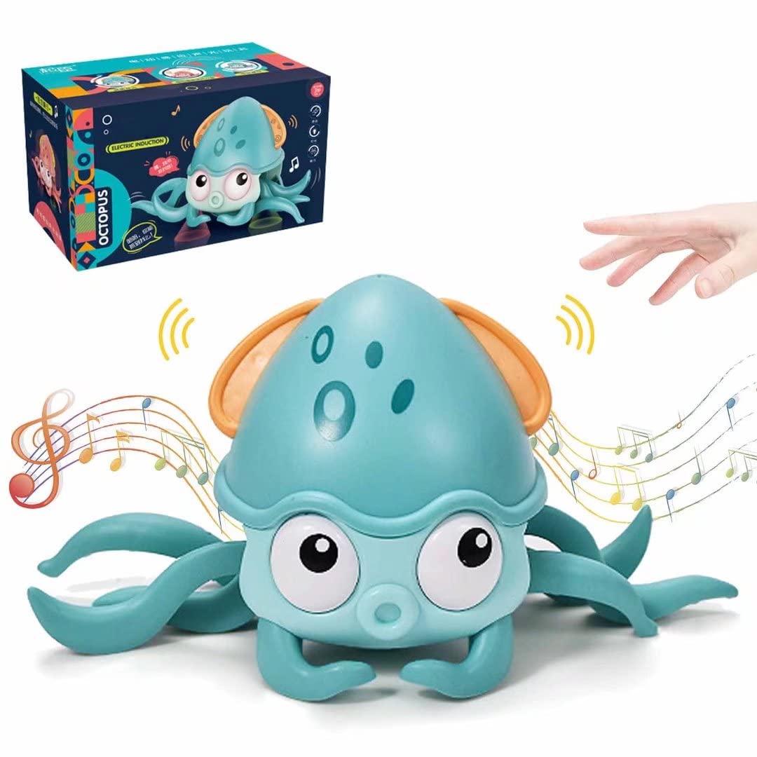 WAJIMO Octopus Baby Crawling Toy with Music, Lights & Dancing - Interactive Sensory Toy for Newborns & Toddlers - Tummy Time & Early Learning Development - Perfect Gift for Boys & Girls (Green)
