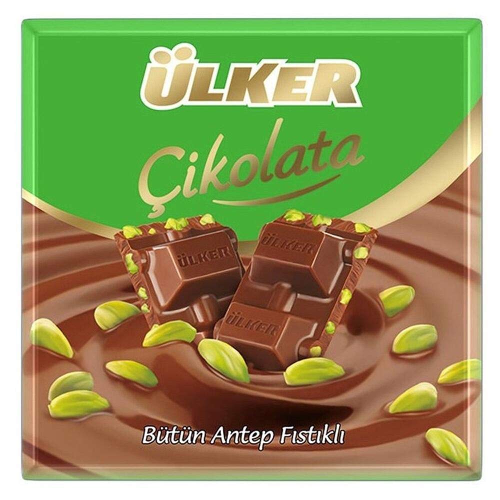 Ulker Turkish Milk Chocolate with Pistachio (Sutlu Fistikli Cikolata) - 30 Pack x 70g - Premium Imported Chocolate for Gifts, Parties & Snacking