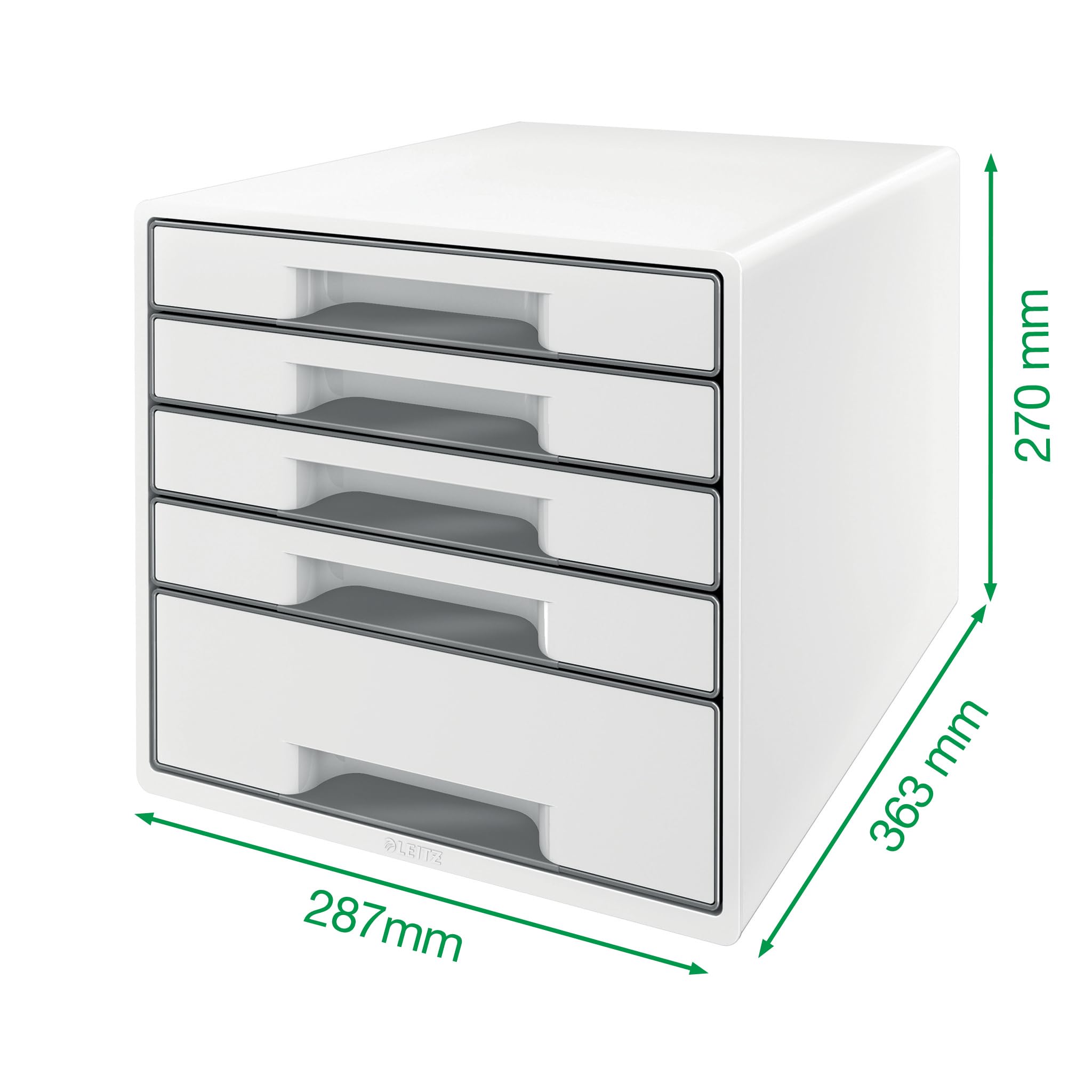 Leitz CUBE 4-Drawer Organizer Box - White/Grey A4 Size with Clear Drawer Inserts (52142001) - Perfect for Office, Home & School Storage Solutions