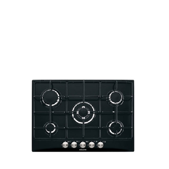 Glem Gas Gas Hob 70 cm Black - 5 Burner Gas Cooktop for Modern Kitchens | Perfect for Home Cooking & Entertaining