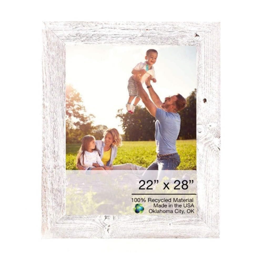 HomeRoots 22x28 Inch Rustic Farmhouse White Wash Wood Picture Frame - Perfect for Wall Decor, Family Photos, and Farmhouse Style Home Interiors