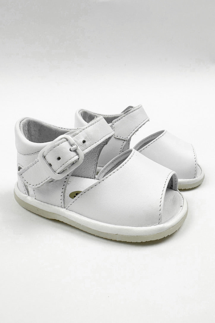Sierra White Leather Sandals for Women - Comfortable Summer Beach Sandals with Cushioned Footbed - Perfect for Vacation, Walking & Outdoor Activities