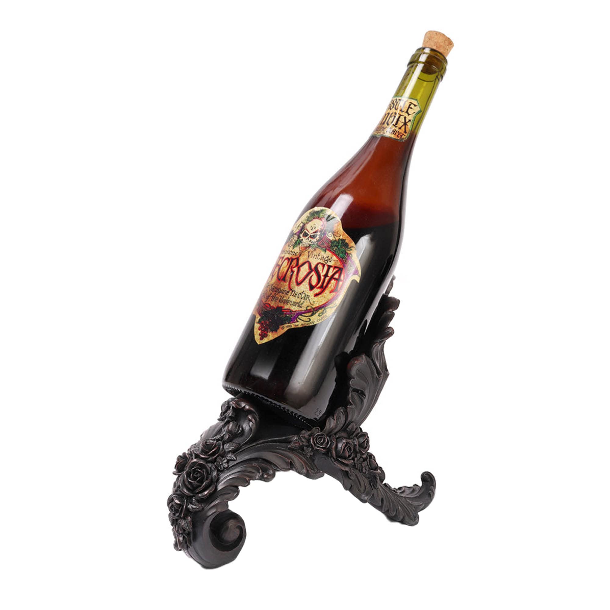Antique Rose Wine Bottle Holder - Vintage Metal Wine Rack for Kitchen, Bar & Dining Room Decor - Elegant Home Accessory for Wine Lovers & Gift Ideas