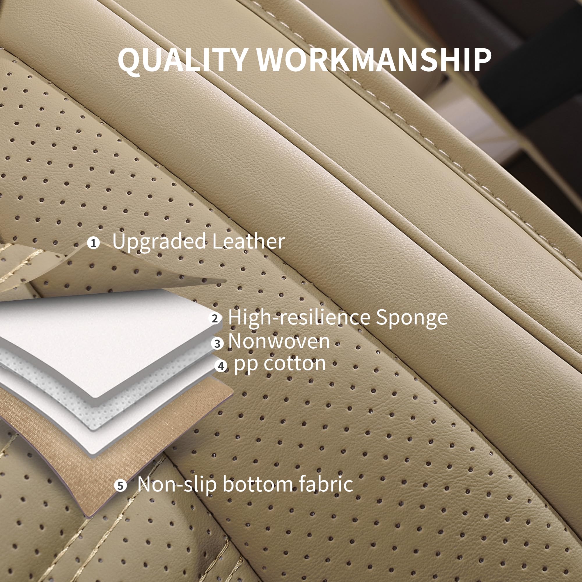 Breathable Waterproof Faux Leather Car Seat Covers - Universal Fit for SUV, Truck & Sedan - 2-Piece Front Seat Set (Beige) | Comfort & Protection for Daily Commute, Road Trips & Family Travel