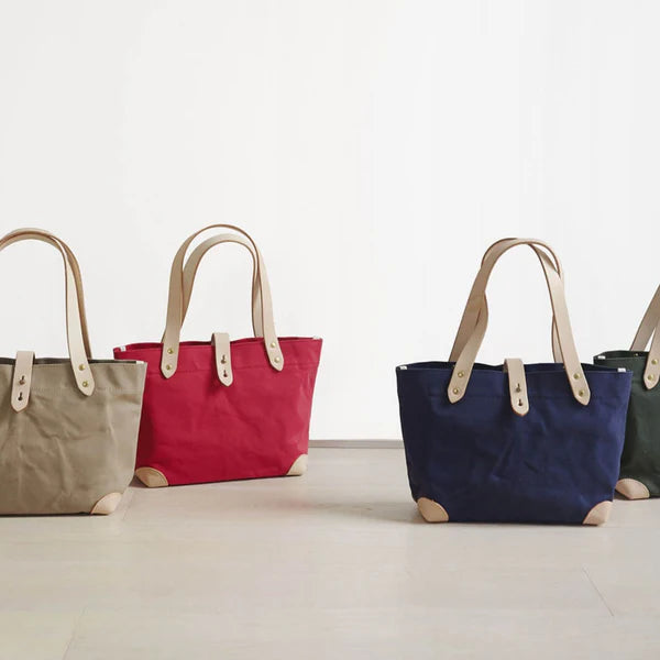 Kurashiki Hampu Canvas Button Stud Tote Bag - Stylish Khaki Shoulder Bag for Women | Perfect for Work, Travel & Shopping