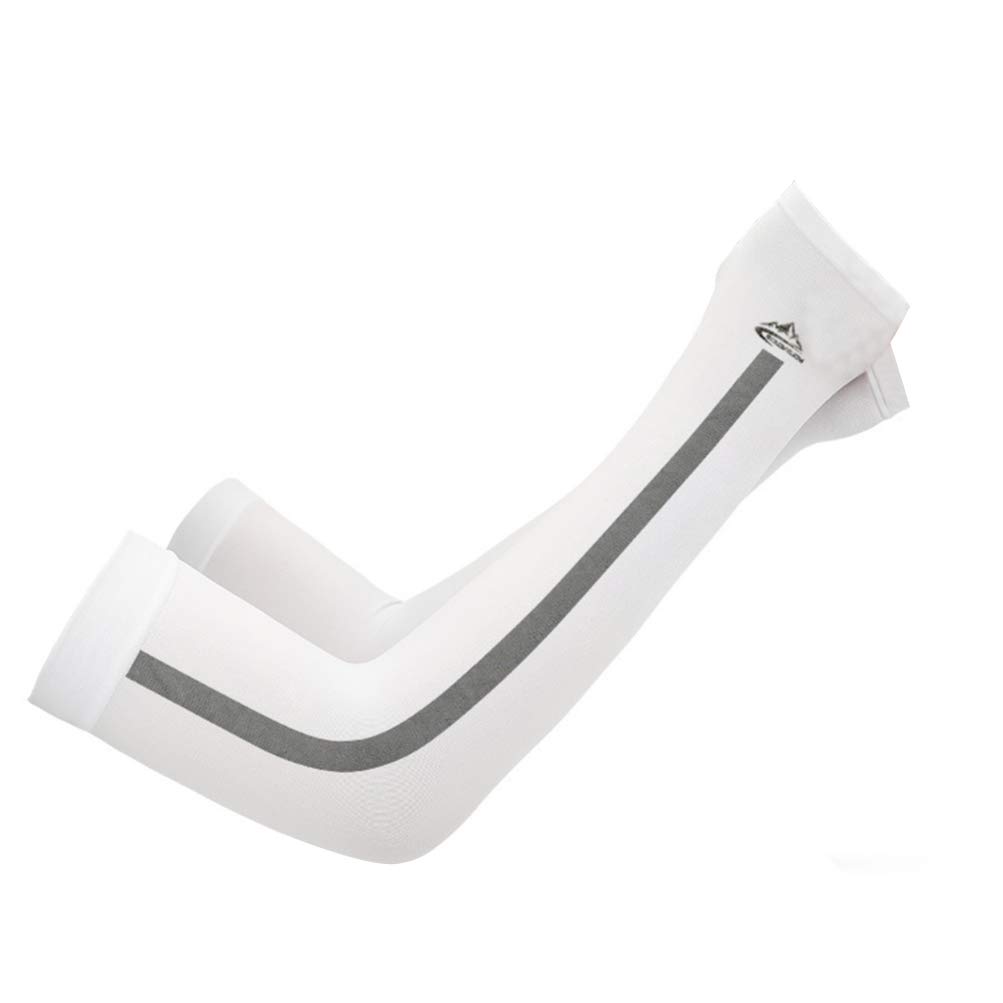 BESPORTBLE Cooling UV Protection Arm Sleeves - 1 Pair Unisex Long Sun Block Sleeves for Sports, Travel & Outdoor Activities | Breathable Skin Protect Arm Covers (White) - Perfect for Running, Cycling, Hiking & Summer Sun Protection