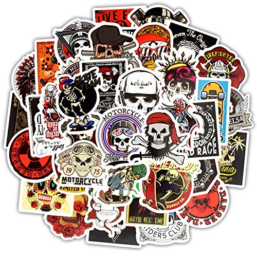 100 Pcs Cool Skull Vinyl Stickers - Waterproof Decals for Water Bottles, Laptops, Cars, Skateboards & Bikes - Fun Graffiti Patches for Teens - Perfect for DIY, School, Travel & Room Decor (Skull Design)