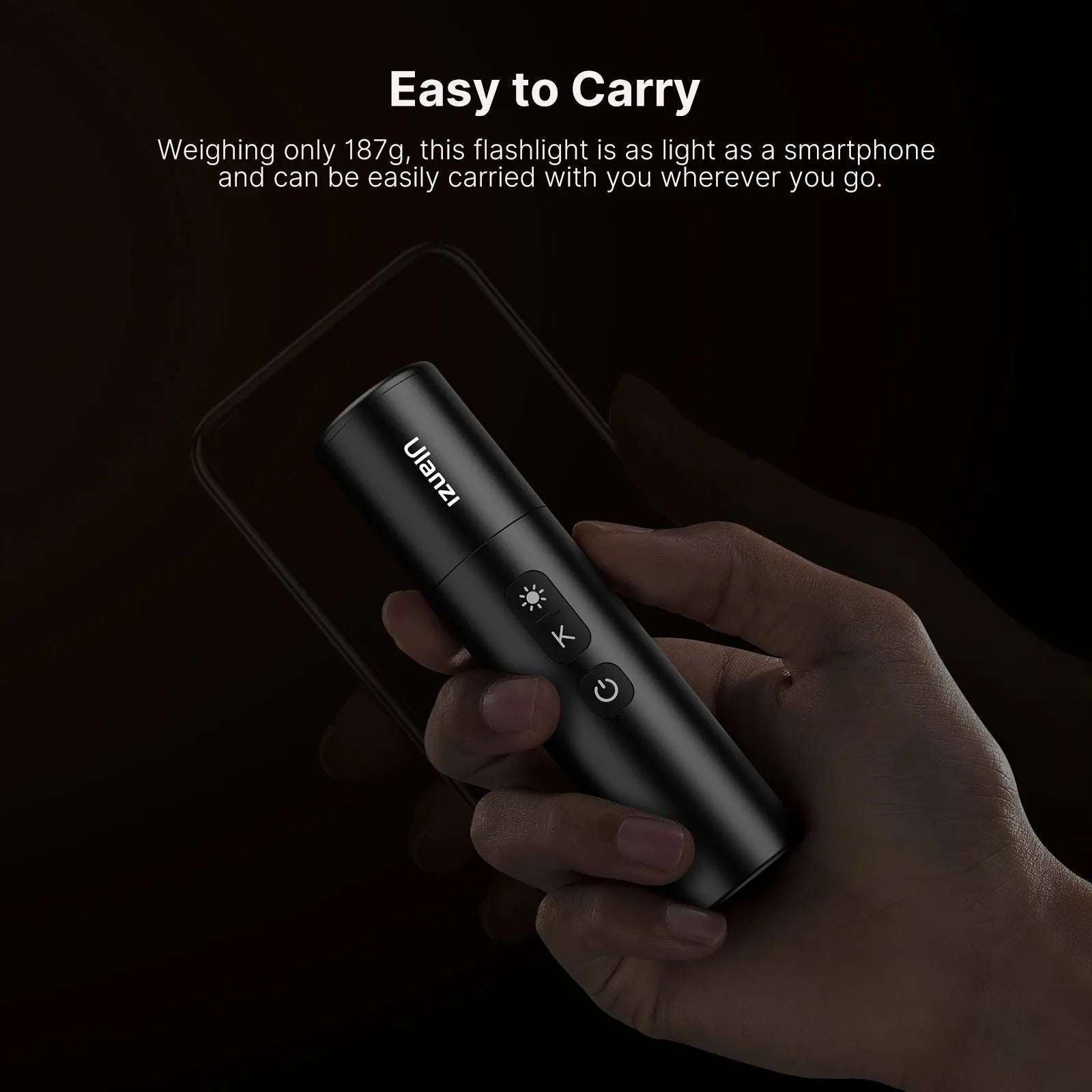Ulanzi LM07 Rechargeable LED Flashlight for Photography - 1000 Lumens, Adjustable Brightness, Long Battery Life - Perfect for Outdoor, Camping, Night Shoots & Emergency Lighting