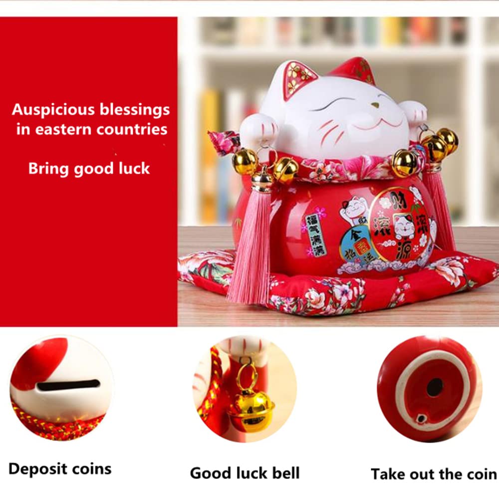 6 Inch Lucky Fortune Cat Rocker Decoration - Feng Shui Wealth & Prosperity Ornament for Home, Office, Gift Giving