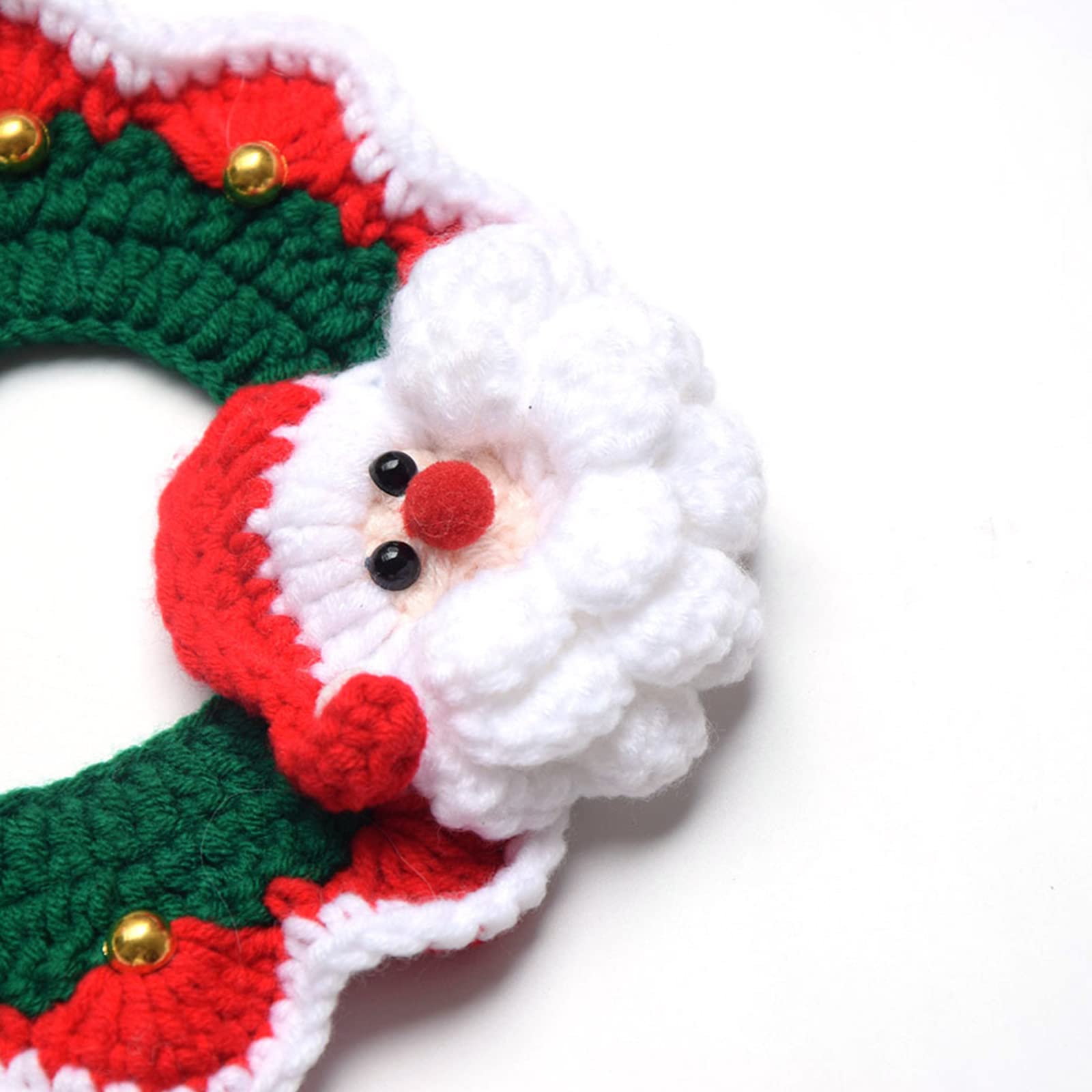 Handmade Knit Cat and Dog Collar - Cute Wool Pet Bib Accessory for Christmas Gifts (Santa Claus Design, Size M 25-30cm) - Perfect for Holiday Pet Photos & Cat Lover Presents