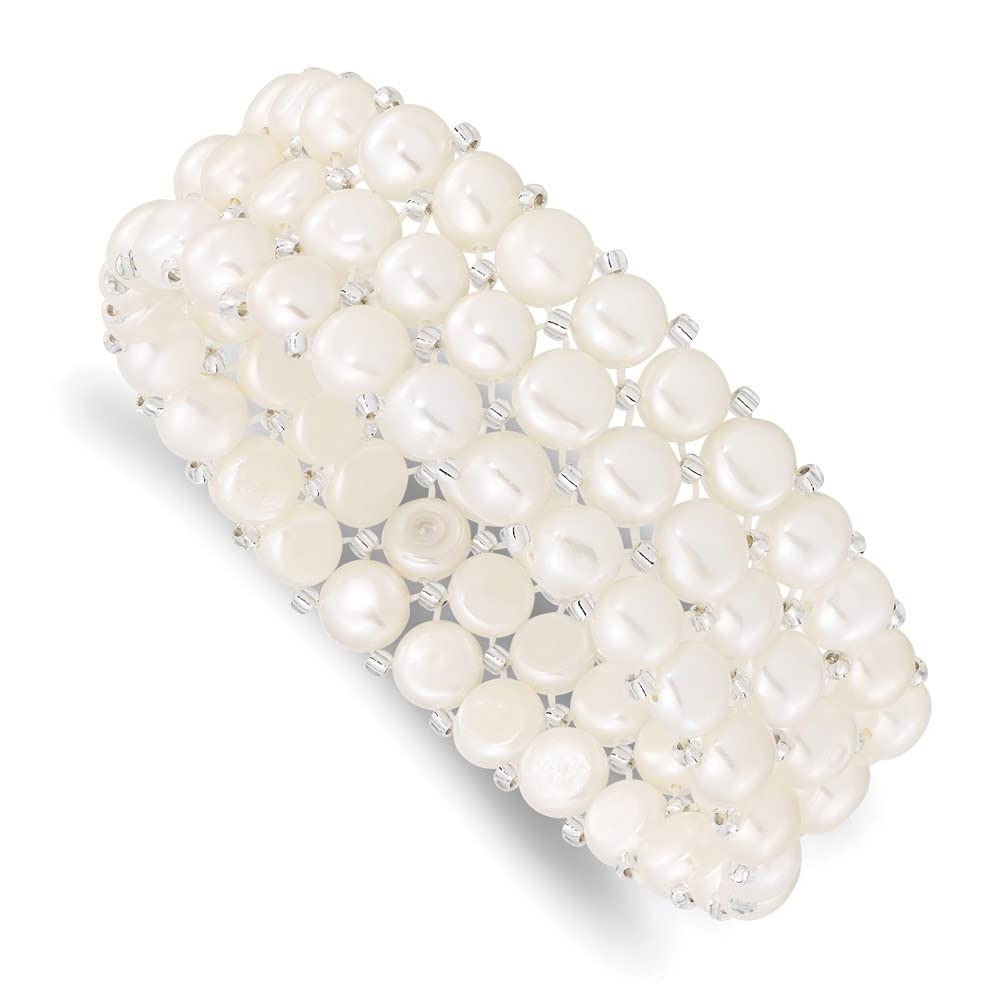 Diamond2Deal 3-Row Stretch Pearl Bracelet - Plastic Beaded Fashion Jewelry for Women, Girls | Perfect for Parties, Weddings & Everyday Wear