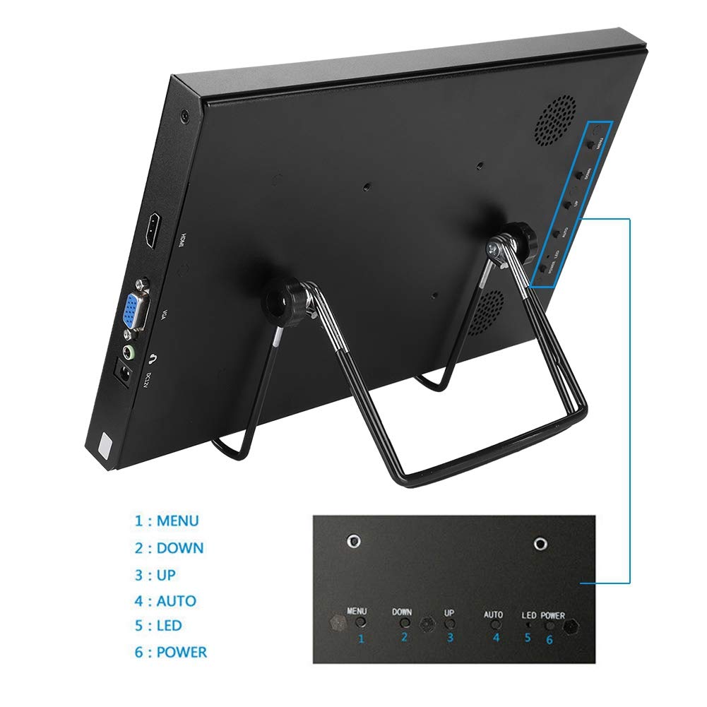 11.6 Inch Portable Full HD Monitor - 1920x1080 Resolution, 16:9 Widescreen, 170° Viewing Angle with HDMI & VGA Ports, Built-in Speakers & 3.5mm Audio Jack - Perfect for Gaming, Raspberry Pi, PS3, Laptop Extensions & Mobile Workstations