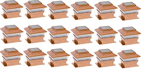18-Pack Solar Square Outdoor Post Cap Deck Lights for 4x4 Wooden Posts - Weatherproof Copper Finish - Perfect for Patio, Garden, Fence & Pathway Lighting