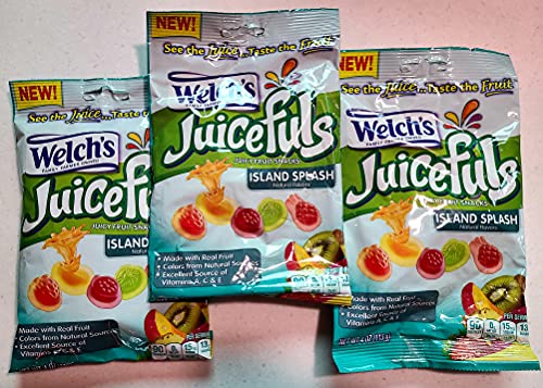 Welch's Juicefuls Island Splash Juicy Fruit Snacks - 3 Pack | Healthy & Delicious Fruit Snacks for Kids, Lunch Box, School, Travel & On-The-Go Snacking