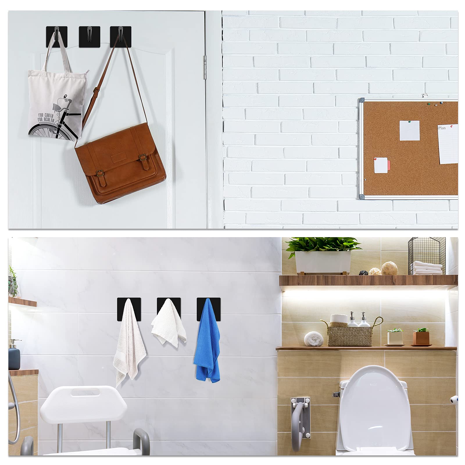 Jetec 6-Piece Clear Acrylic Wall Hat Hooks - Self-Adhesive Coat & Robe Hangers for Bathroom, Kitchen, Bedroom - Perfect for Organizing Hats, Towels, Clothes & More (Black)