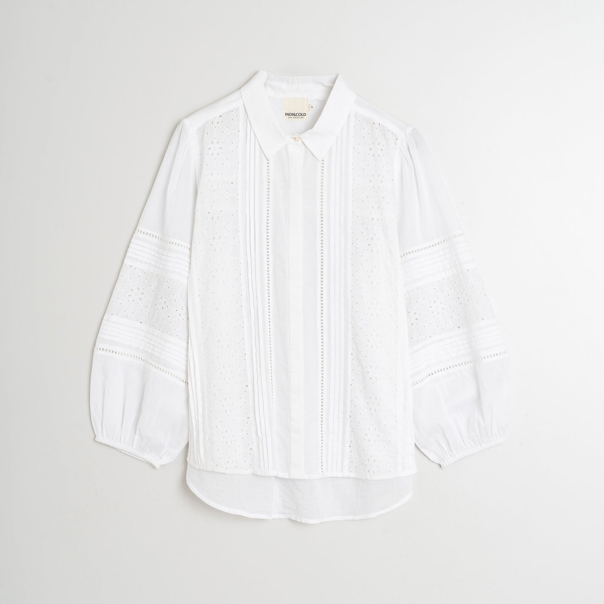 Organic White Broderie Embroidered Shirt for Women - Indi & Cold Collection | Perfect for Casual Wear, Boho Outfits & Summer Fashion