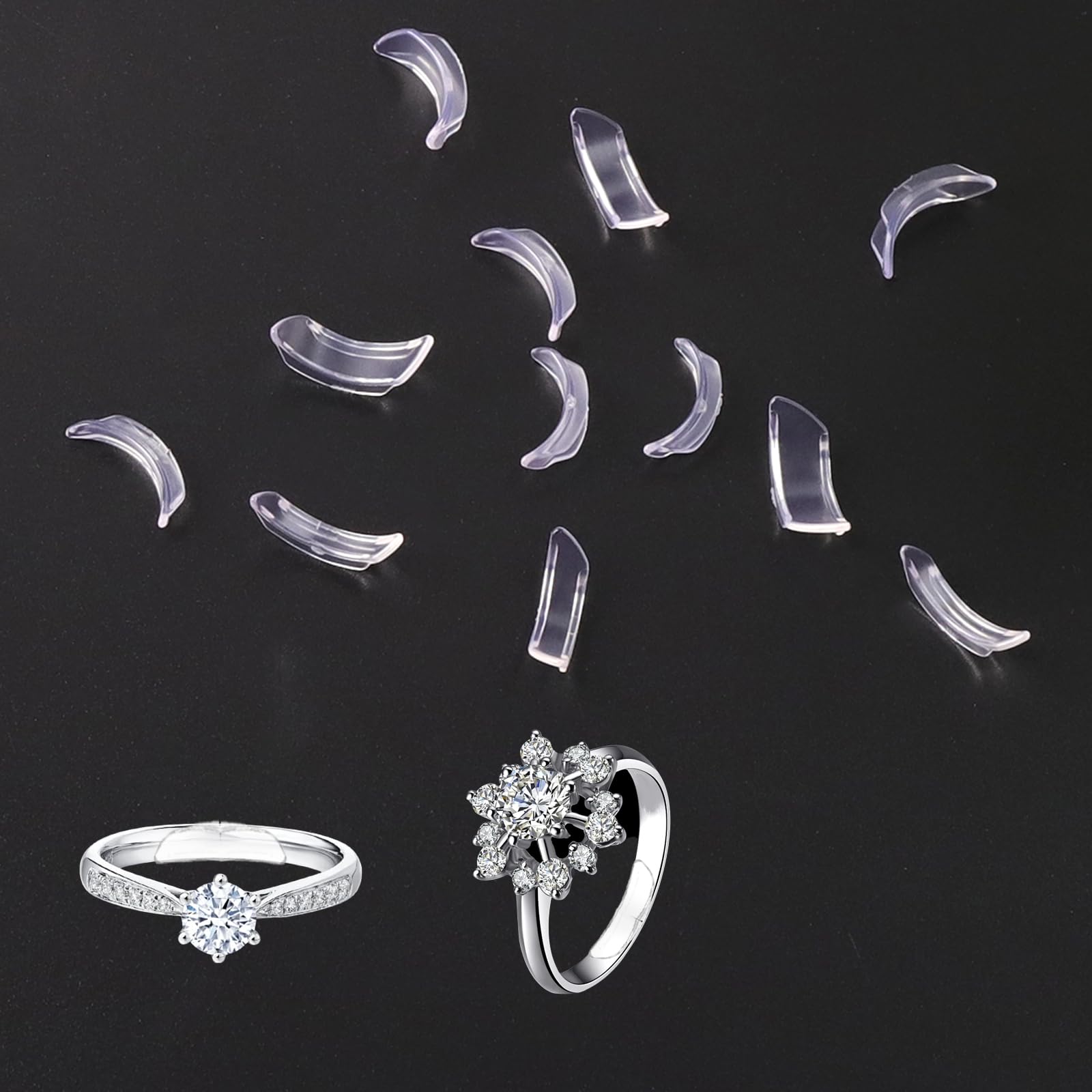 12PCS Ring Sizers for Loose Rings - 6 Sizes Adjustable Ring Guards, Invisible Silicone Ring Size Reducer for Women & Men | Perfect for Wedding Bands, Engagement Rings & Everyday Jewelry Comfort