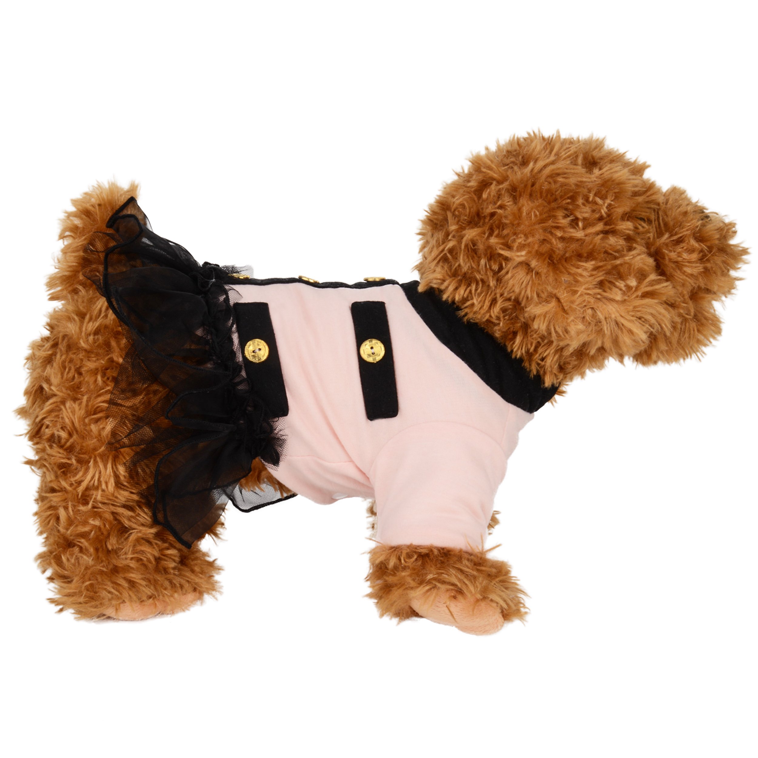 Pink & Black Pet Coat Dress for Dogs & Cats - Warm & Stylish Winter Outfit for Small to Medium Pets - Perfect for Outdoor Walks & Photo Shoots
