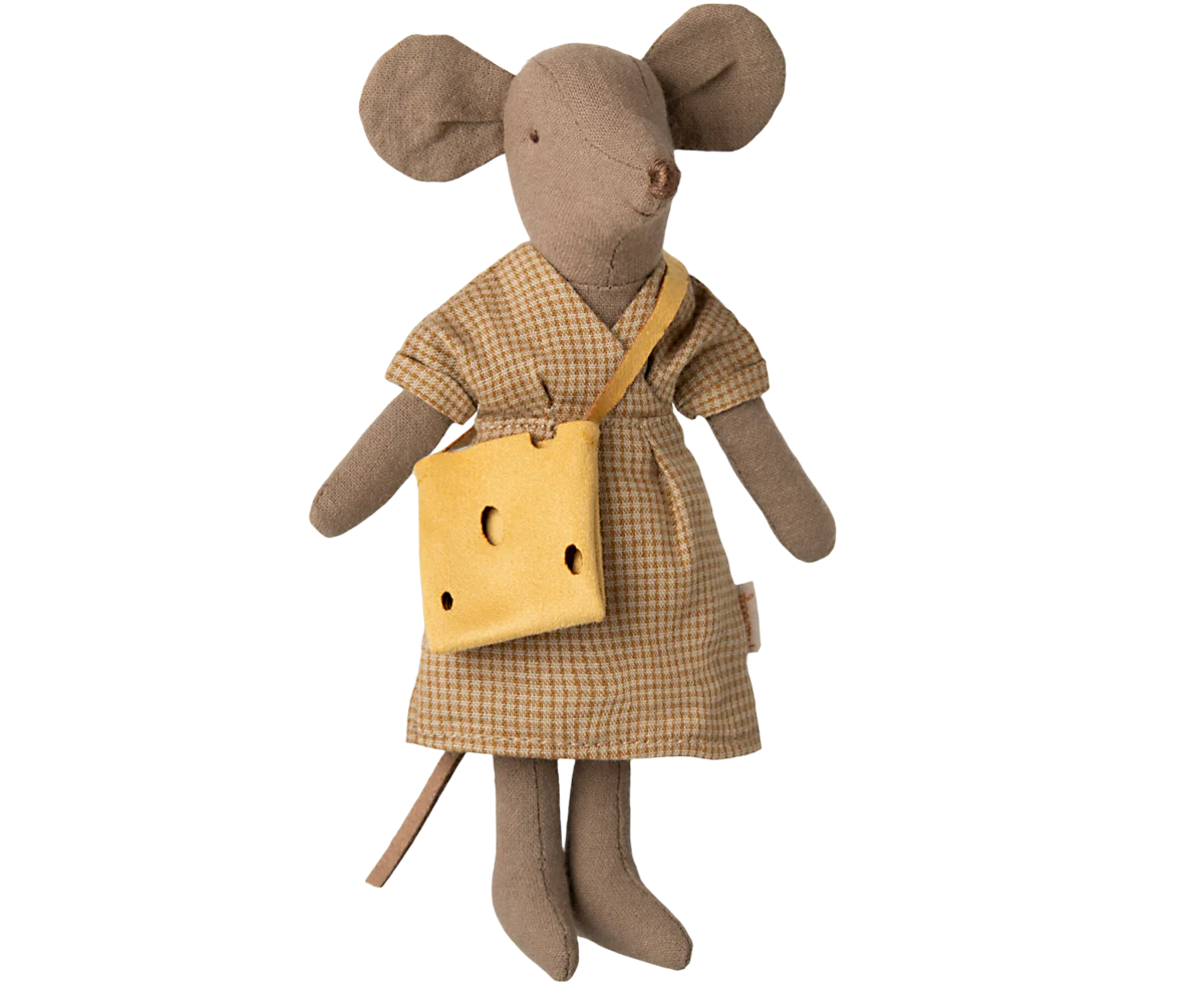 Light Brown Mum Mouse - Soft & Cute Plush Toy for Kids, Perfect for Gifts, Nursery Decor & Cuddling