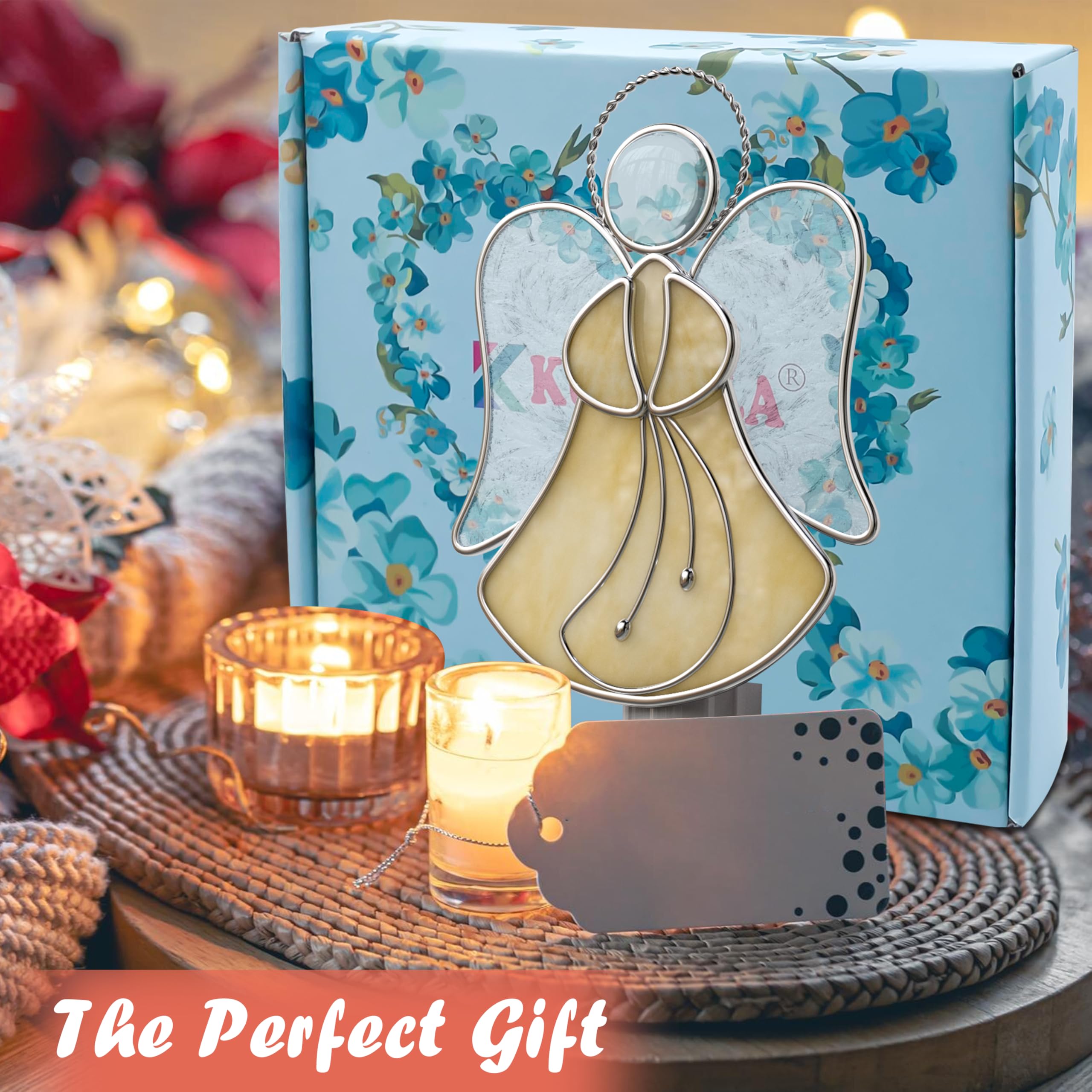 Angel Night Light Plug in Wall - Stained Glass Decorative Nightlight for Bedroom, Hallway, Kitchen - Perfect Gift for Mom on Mother's Day, Birthday, Christmas & Valentine's Day - Creates Soothing Ambiance for Nighttime Relaxation and Safe Navigation