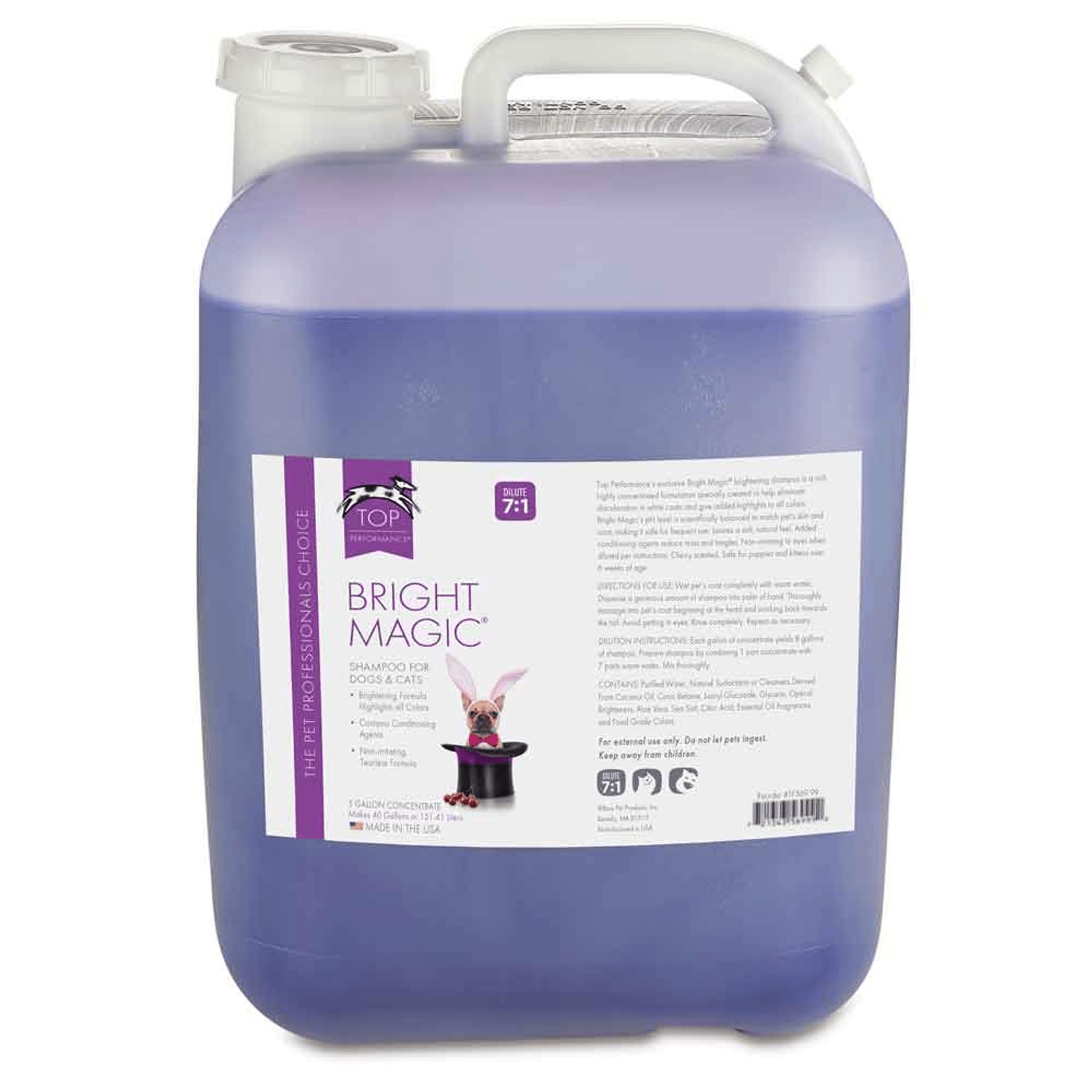 Best Brightening Dog & Cat Shampoo for Shiny Coat - 5 Gallon Bulk Pet Grooming Supply - Perfect for Professional Groomers & Pet Salons