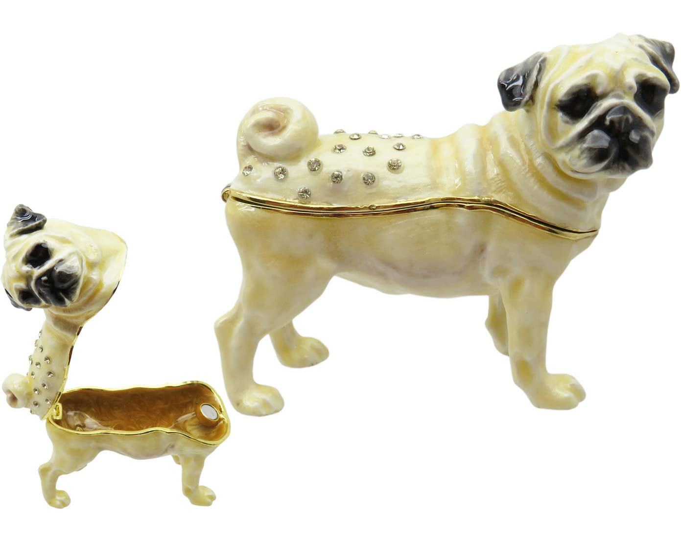 RUCINNI Pug Jeweled Trinket Box #2 - Cute Dog Jewelry Storage for Rings, Earrings & Small Accessories | Perfect Gift for Pet Lovers & Home Decor