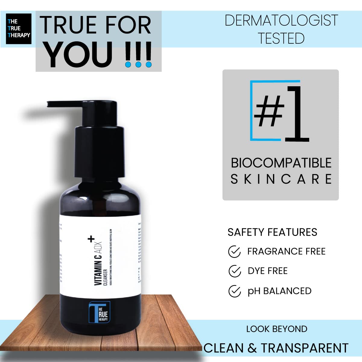 True Therapy Vitamin C Brightening Face Wash for Tan Removal & Hyperpigmentation - Skin Whitening & Glow Boosting Cleanser for Men & Women (100ml) | Perfect for Morning & Night Skincare Routine