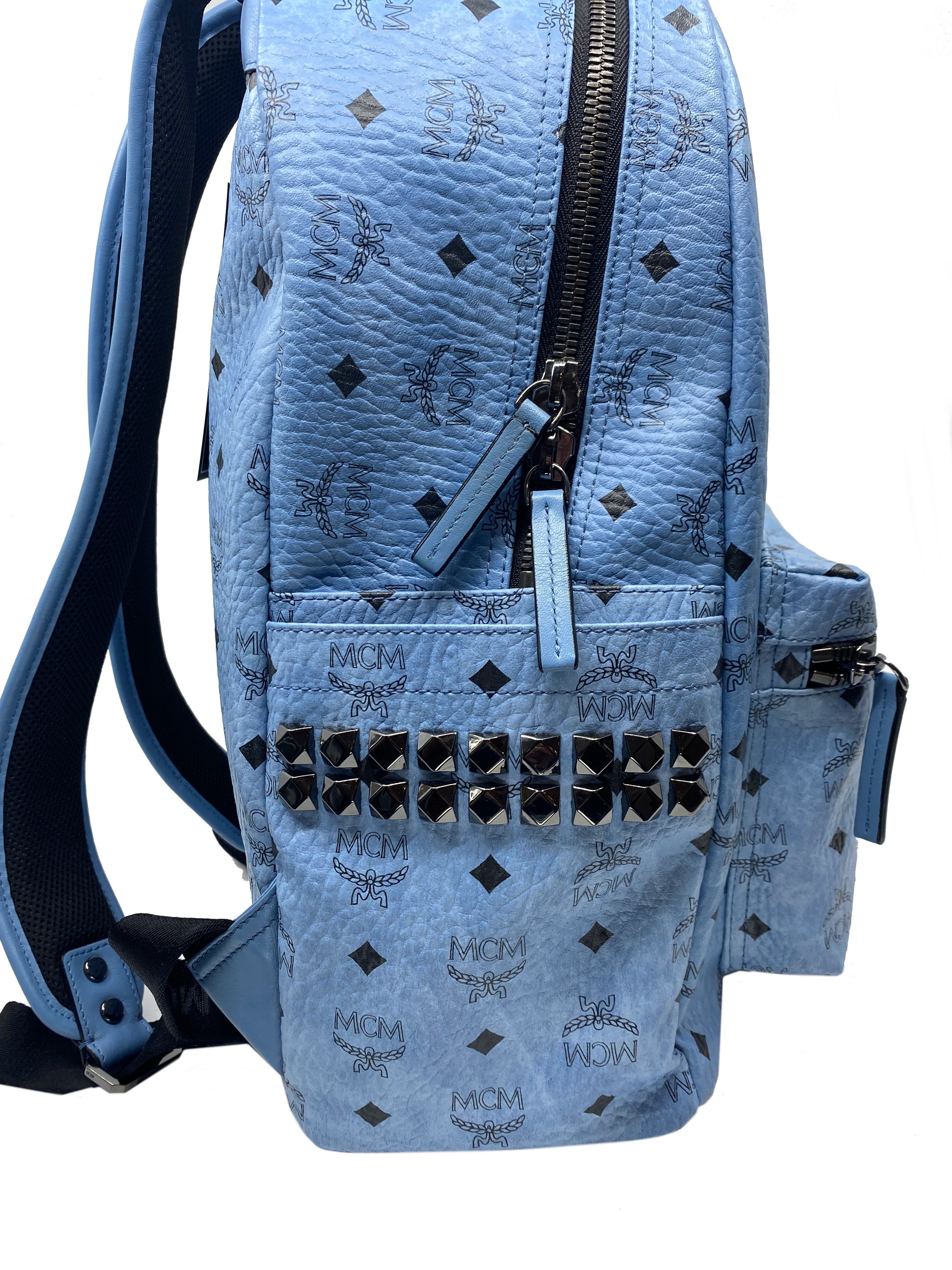 MCM Monogram Visetos Stark Large Backpack for Women & Men - Stylish Designer Laptop Backpack for Work, Travel & College - Durable Leather Shoulder Bag with Spacious Compartment