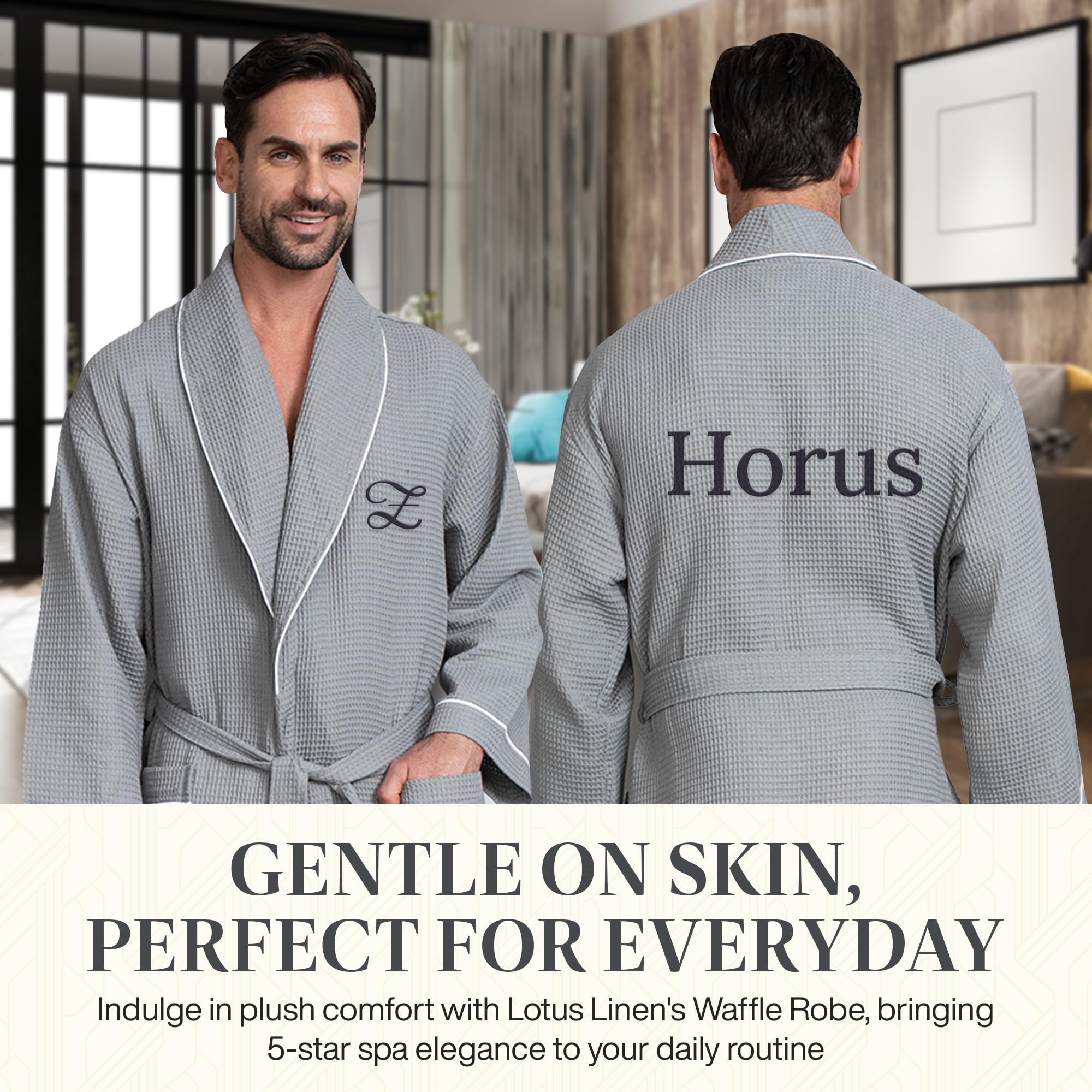 Premium Men's Cotton Waffle Bath Robe - Ultra Soft Luxury Spa Robe for Men | Perfect for Relaxation, Lounging & After Shower Comfort