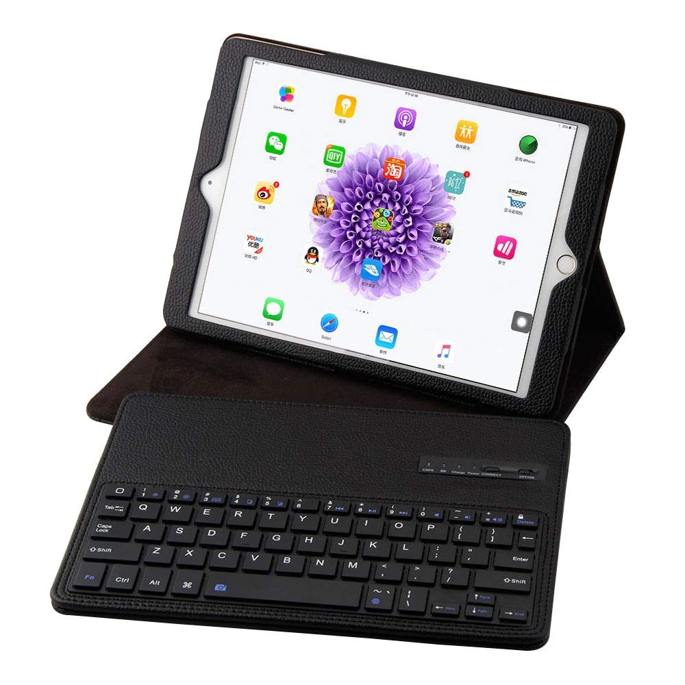 RZL 2-in-1 iPad Pro 10.5 Case with Wireless Bluetooth Keyboard | Detachable PU Leather Smart Cover for iPad Pro 10.5 (2017 Model) | Black | Perfect for Work, Travel & Home Office Use