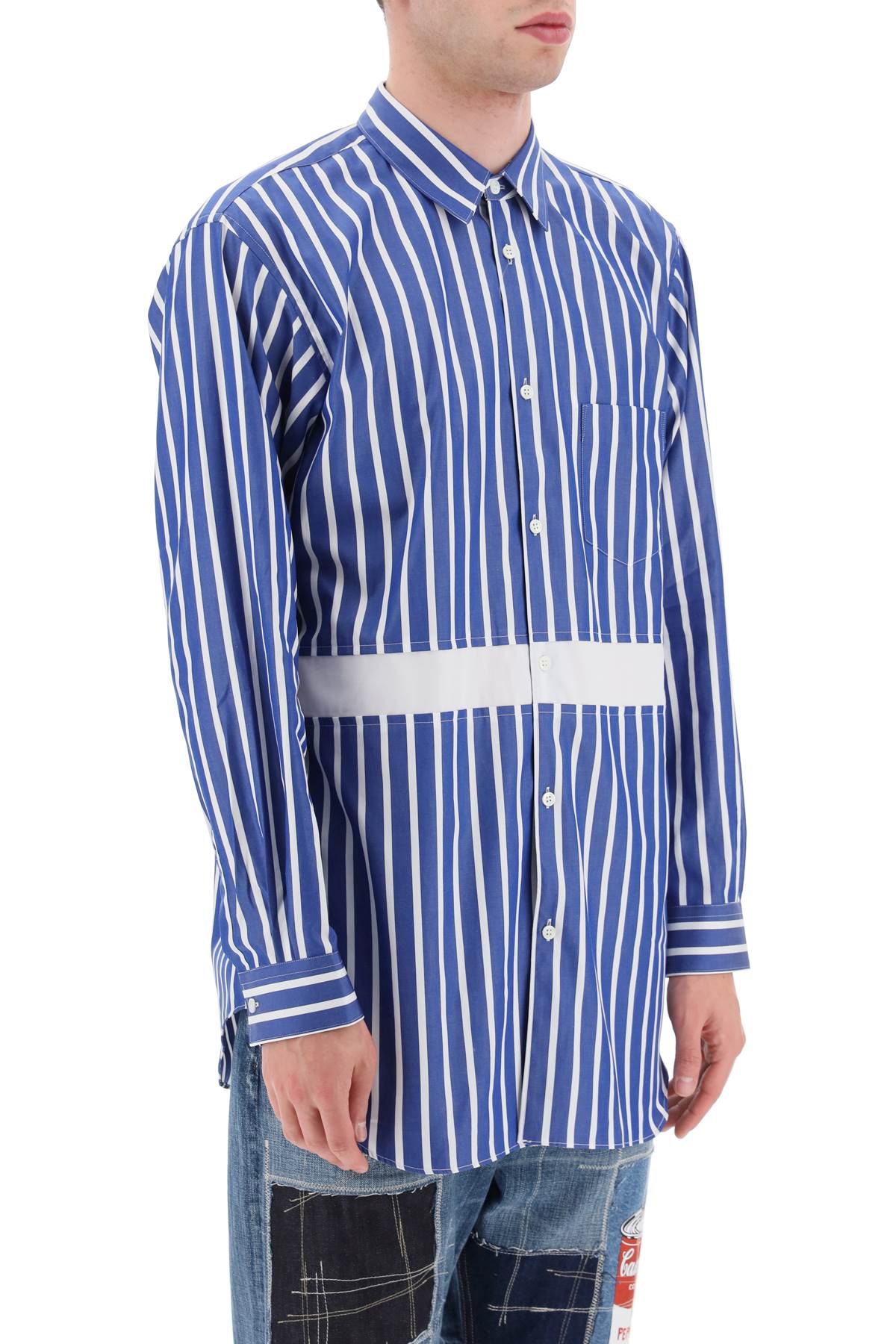 Comme des Garcons Striped Cotton Shirt for Men - Casual & Stylish Fashion Wear for Everyday Outfits and Office Looks