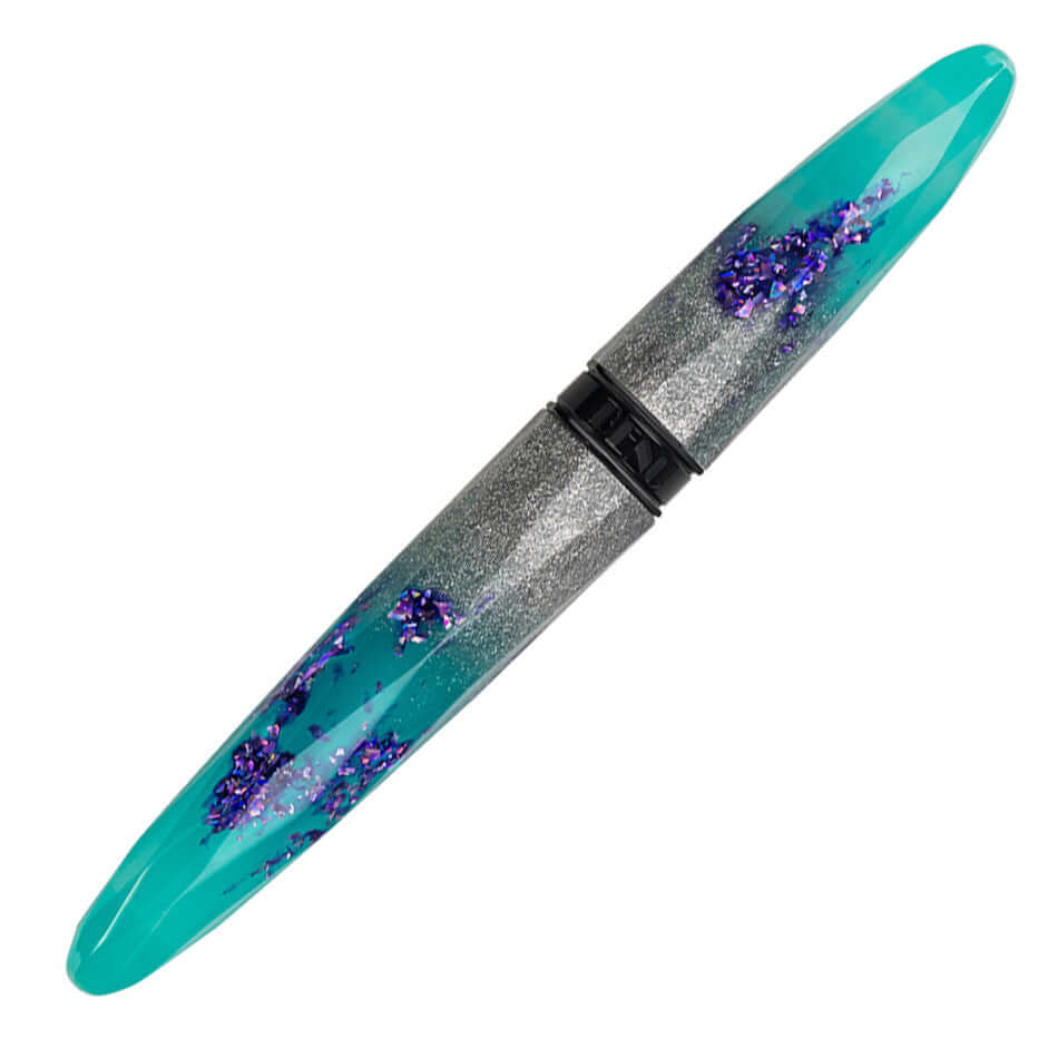 Benu Briolette Fountain Pen - Luminous Lagoon Blue Ink Luxury Writing Instrument for Calligraphy & Gift Giving - Perfect for Office, Journaling & Special Occasions