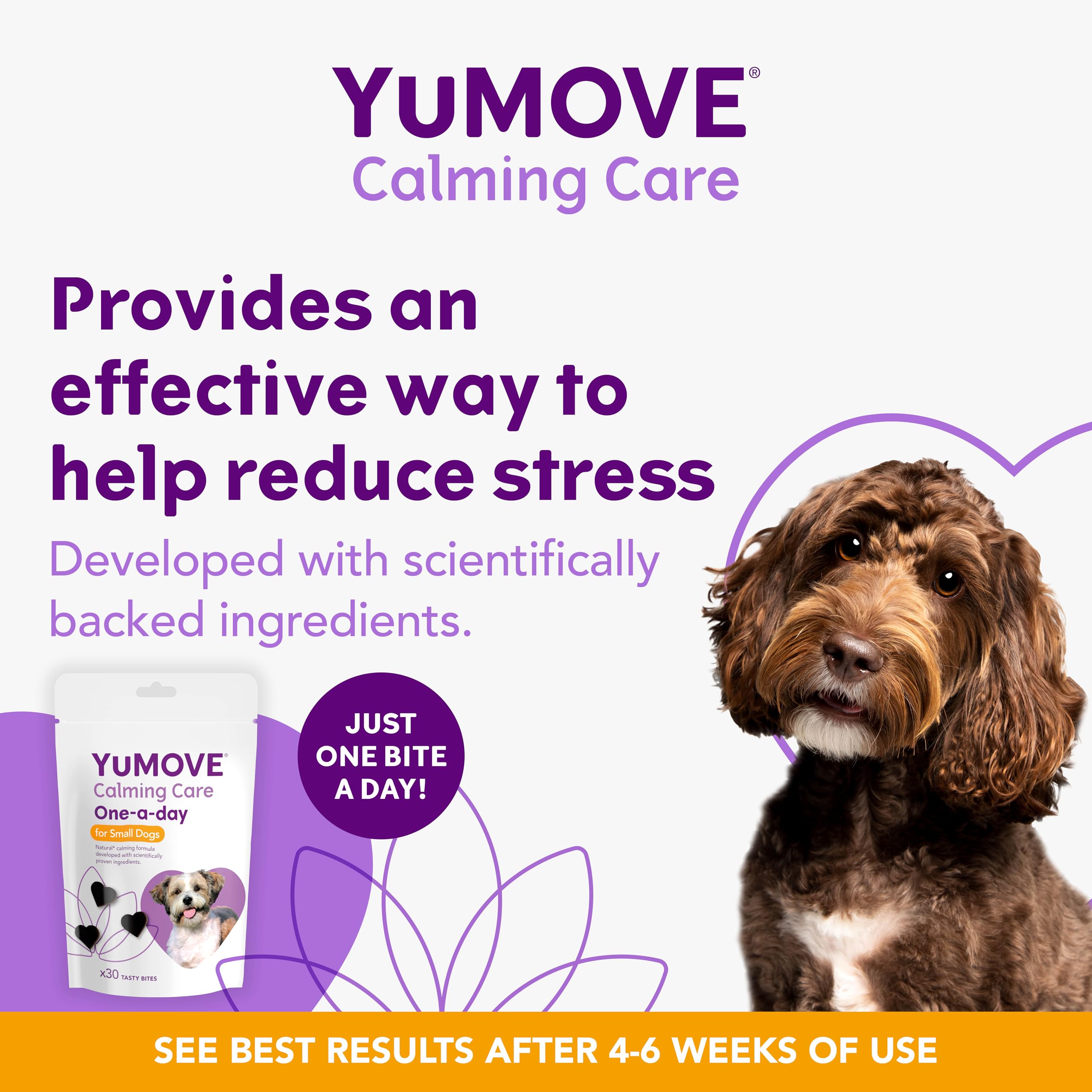YuMOVE Calming Care Dog Anxiety Relief Chews - Stress & Nervousness Supplements for Small Dogs, 30 Tasty Treats (1 Month Supply) - Perfect for Travel, Vet Visits & Fireworks Anxiety