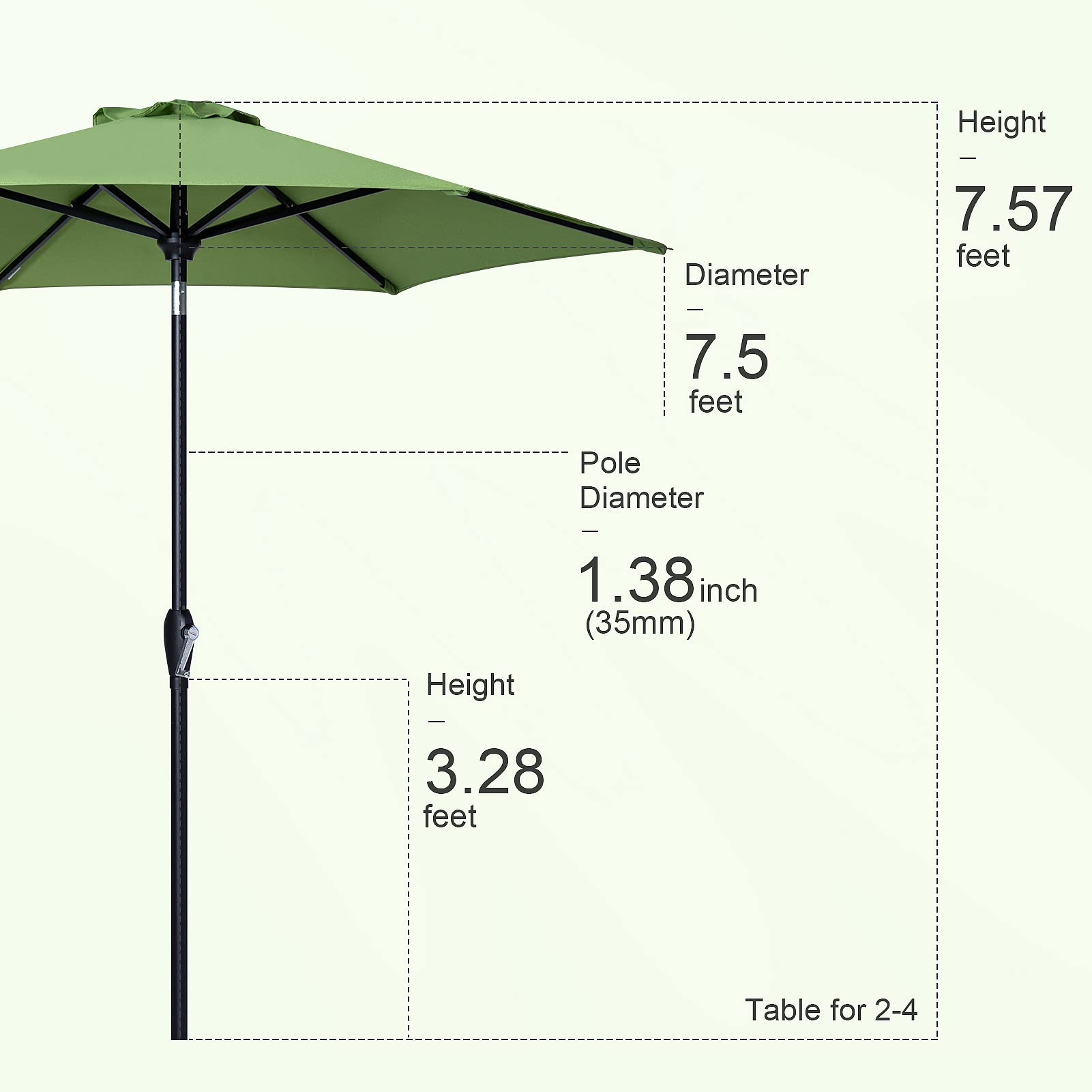 Tempera Patio Market Outdoor Table Umbrella with Auto Tilt & Crank - Large Sun Shade with Sturdy Pole & Fade-Resistant Canopy - Easy Setup for Poolside, Garden, and Outdoor Dining