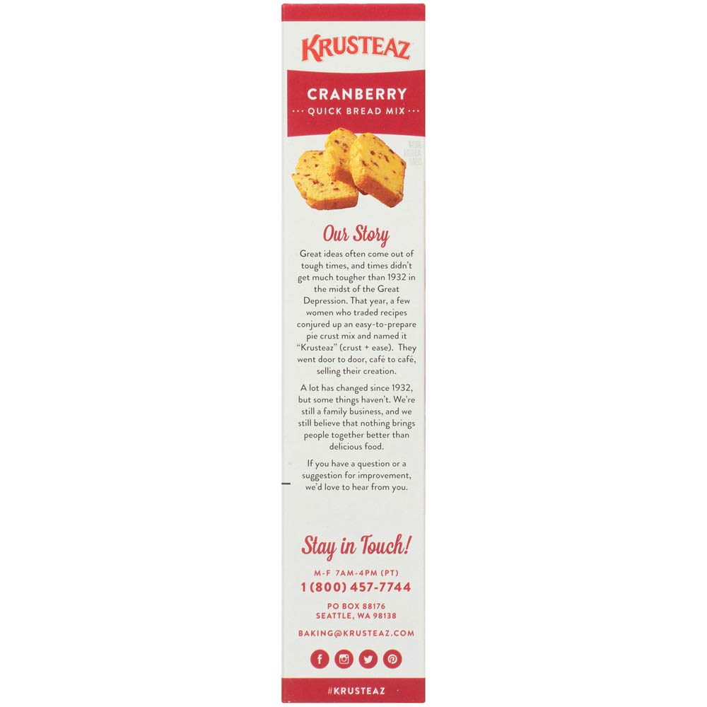 Krusteaz Cranberry Orange Quick Bread Mix - 18.6 Oz | Easy Homemade Sweet Bread | Perfect for Holidays, Breakfast & Gifting