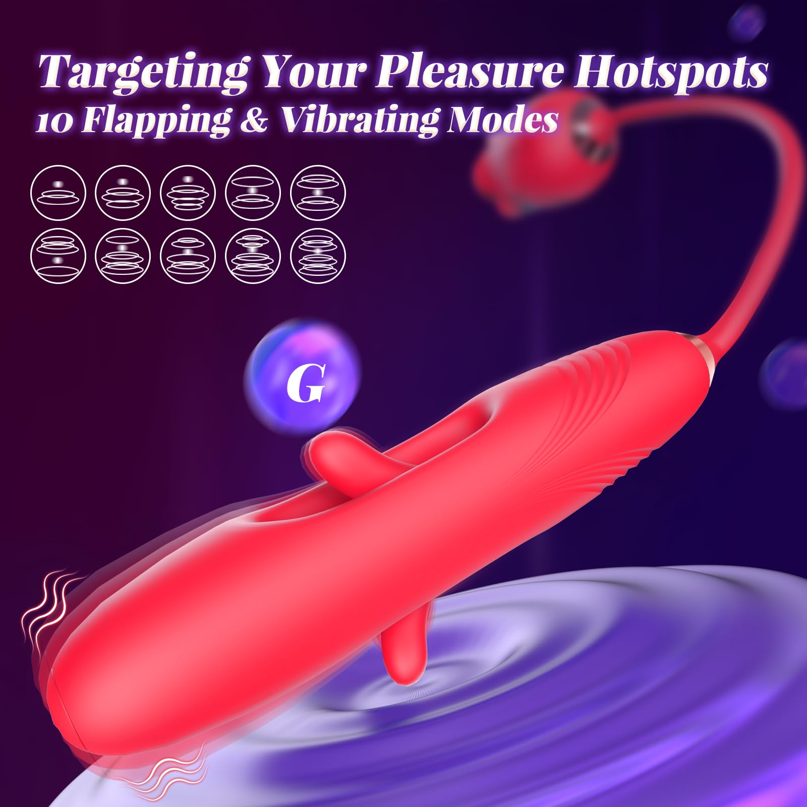 BSZone 4-in-1 G Spot Vibrator Rose Sex Toy for Women - 10 Vibration Modes & Flapping Clitoral Stimulator, Nipple Anal Vibrator for Couples | Perfect for Solo Play, Couples Intimacy & Sensual Massage