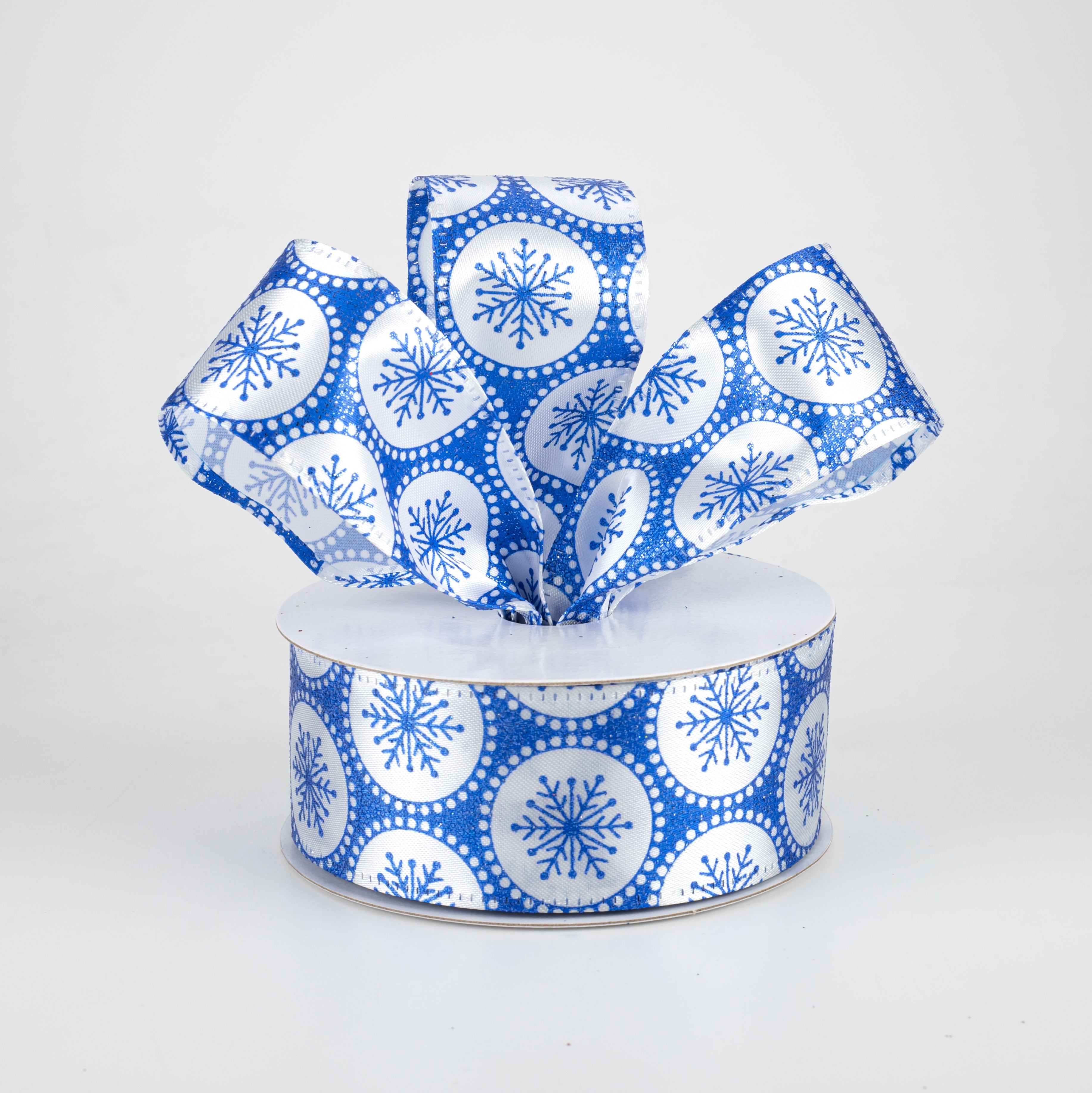 1.5 Inch Glitter Snowflake Dots Ribbon - Royal Blue (10 Yards) for Christmas Gift Wrapping, Holiday Decorations & DIY Crafts