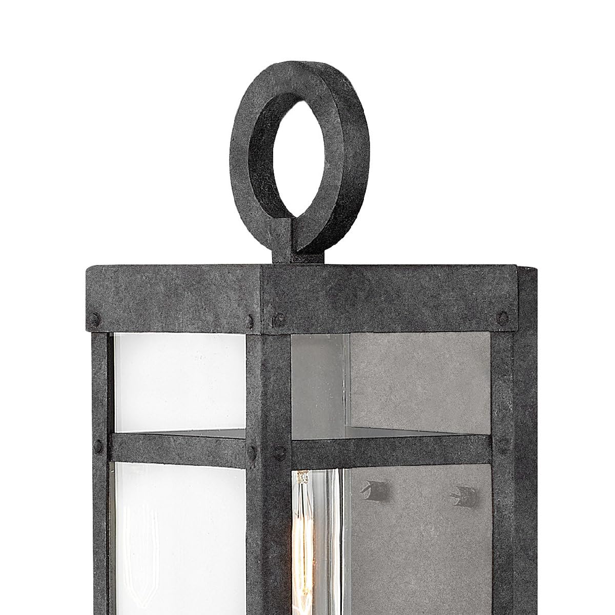 Hinkley Porter Small Wall Mount Outdoor Lantern - Lisa McDennon Estate Series, 1-Light Aluminum Clear Glass with Aged Zinc Finish - Perfect for Porch, Patio, and Garden Lighting