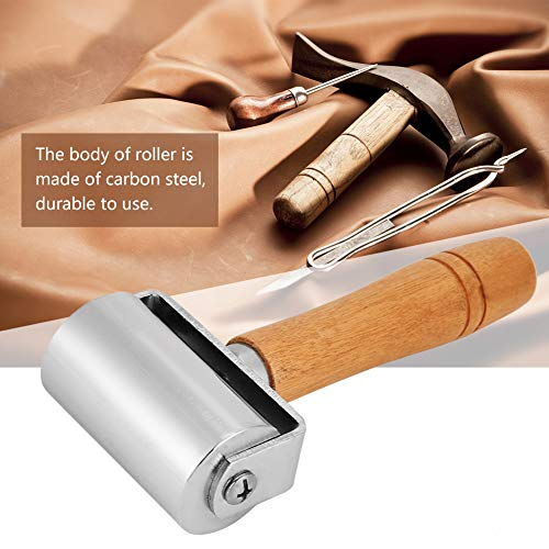 Premium Leatherworking Roller - 60mm Carbon Steel Leather Press Roller with Wooden Handle for Leathercrafting, DIY Projects & Leather Glue Application - Perfect for Leather Stamping, Embossing & Crafting Accessories