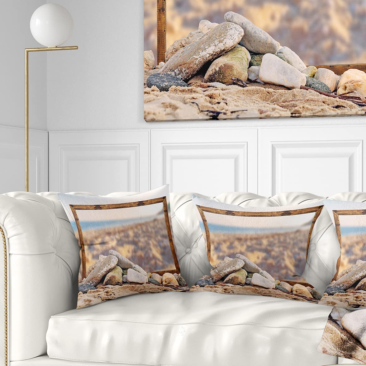 DesignQ CU9385 Decorative Throw Pillow Cushion - 18x18 Inches, Soft Brown - Perfect for Sofa, Bed, Couch & Home Decor