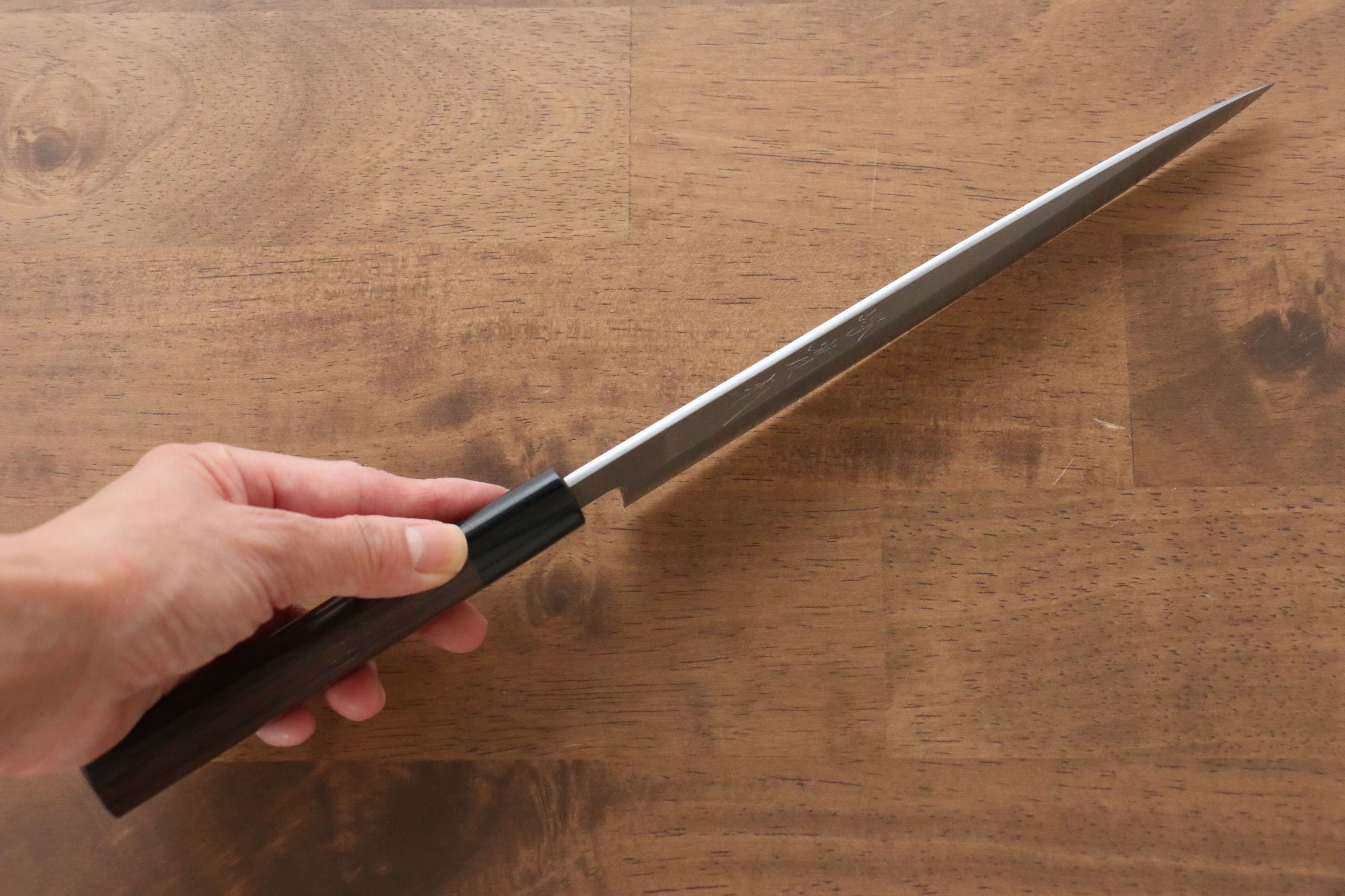 Premium Jikko White Steel No.2 Yanagiba 210mm Japanese Sushi Knife with Exquisite Shitan Handle - Perfect for Sushi Chefs & Home Cooking Enthusiasts