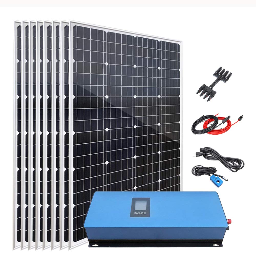 960W Grid-Tied Solar Panel Kit with 8x120W Monocrystalline Panels & 2000W MPPT Inverter - Complete On-Grid Solar System for Home Energy Savings | Perfect for Residential Solar Power Generation & Reducing Electricity Bills