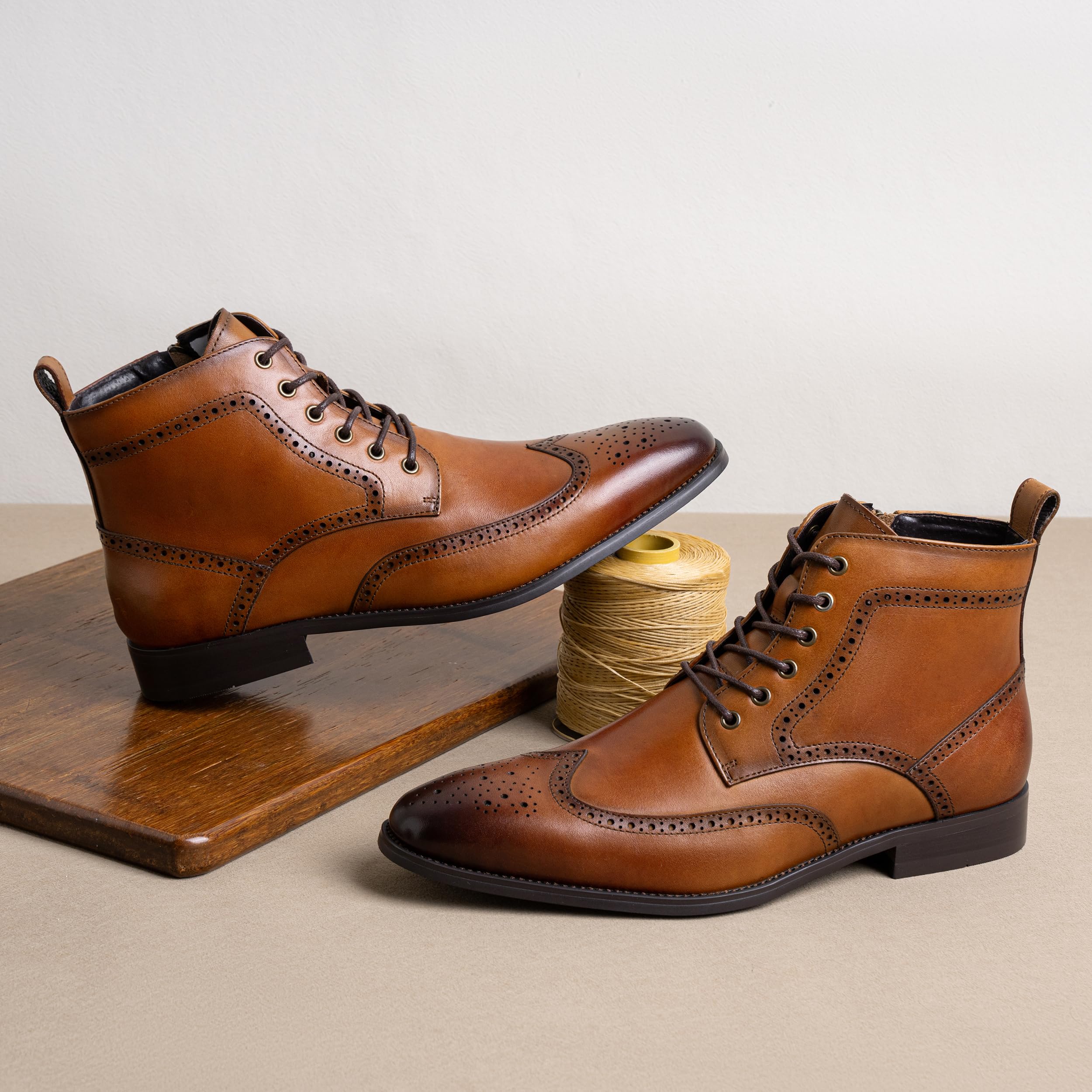 Premium Men's Leather Dress Boots - Cap-Toe Fashion Boots for Business & Casual Wear | Comfortable & Stylish Footwear for Office, Parties & Outdoor Events