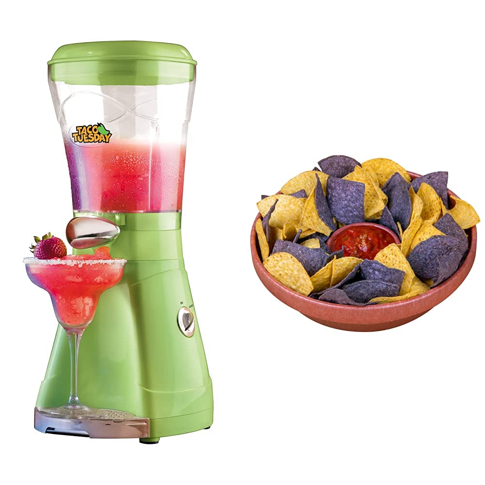 Taco Tuesday Margarita & Slush Maker Machine with Tortilla Chip & Salsa Bowl Set - Perfect for Parties, Cinco de Mayo & Summer Cocktails